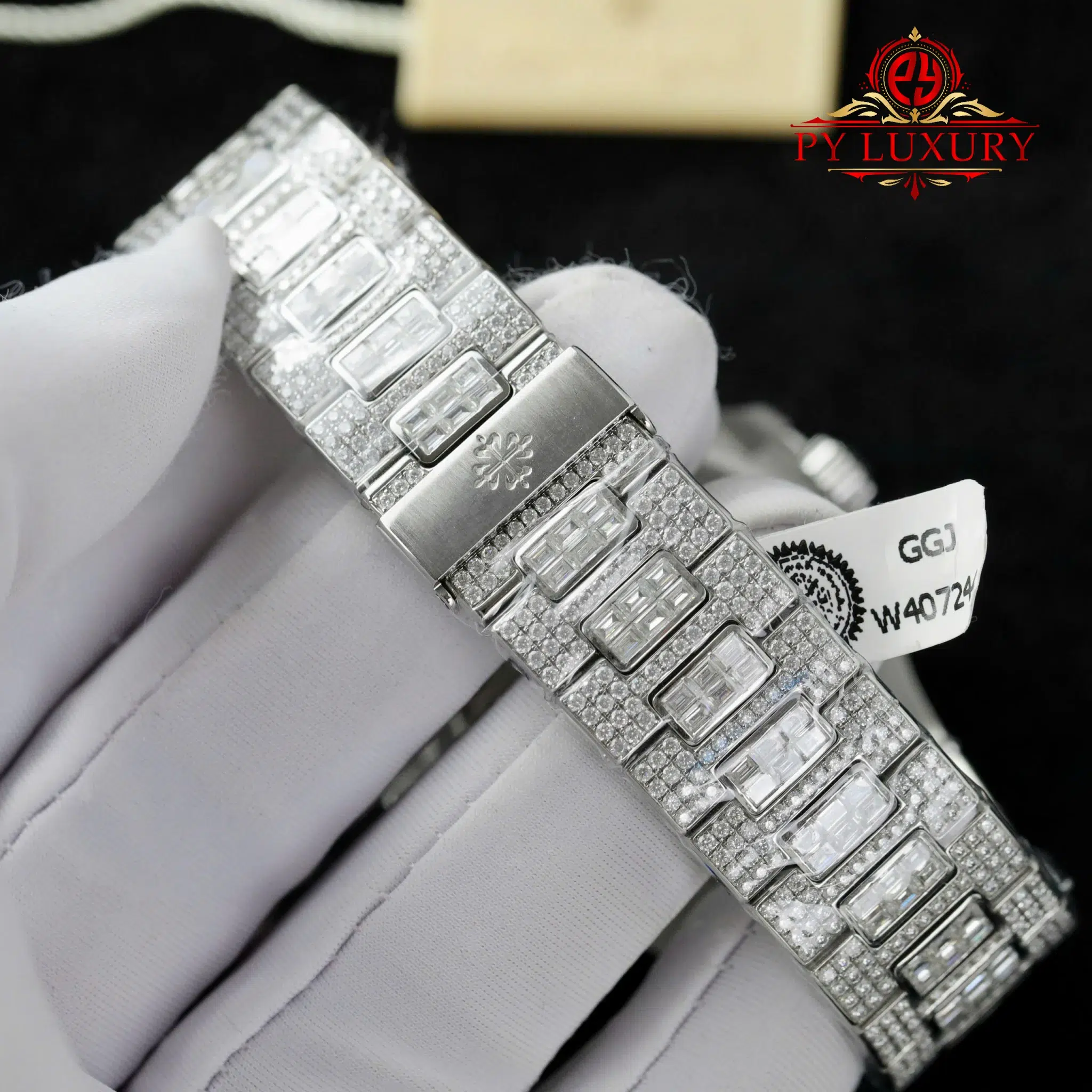 Patek Philippe Nautilus 5712 Blue Dial Custom Baguette Moissanite - 11