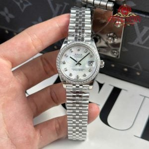 Rolex Datejust 278384RBR White MOP Dial Diamond Bezel Jubilee Bracelet