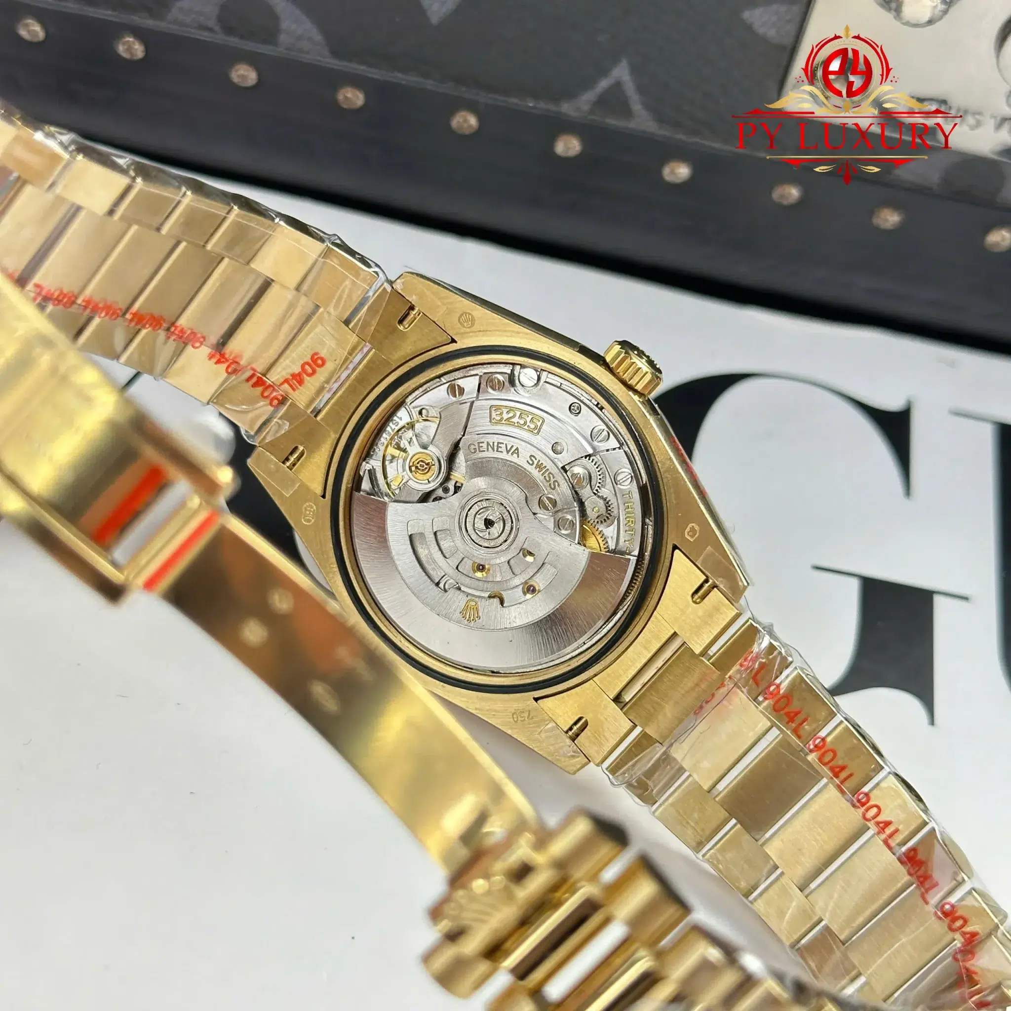 Đồng Hồ Rolex Day-Date 128238-0008 Vàng Gold Mặt Số Vàng Champagne Cọc Số Đính Đá Replica - 10