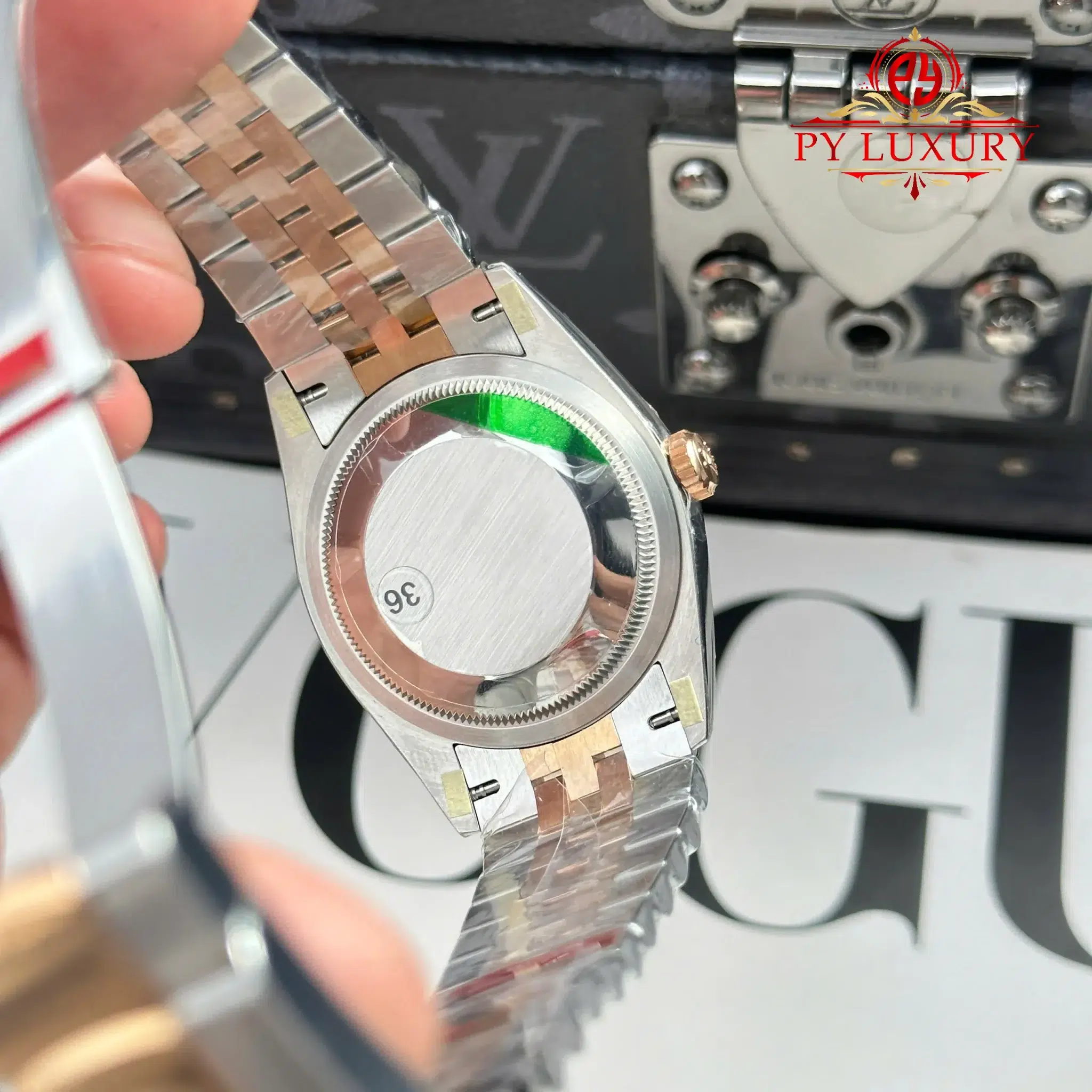 Rolex Datejust 126231 Two Tone Rose Gold Silver Palm-Motif Diamond Dial Jubilee Bracelet - 9