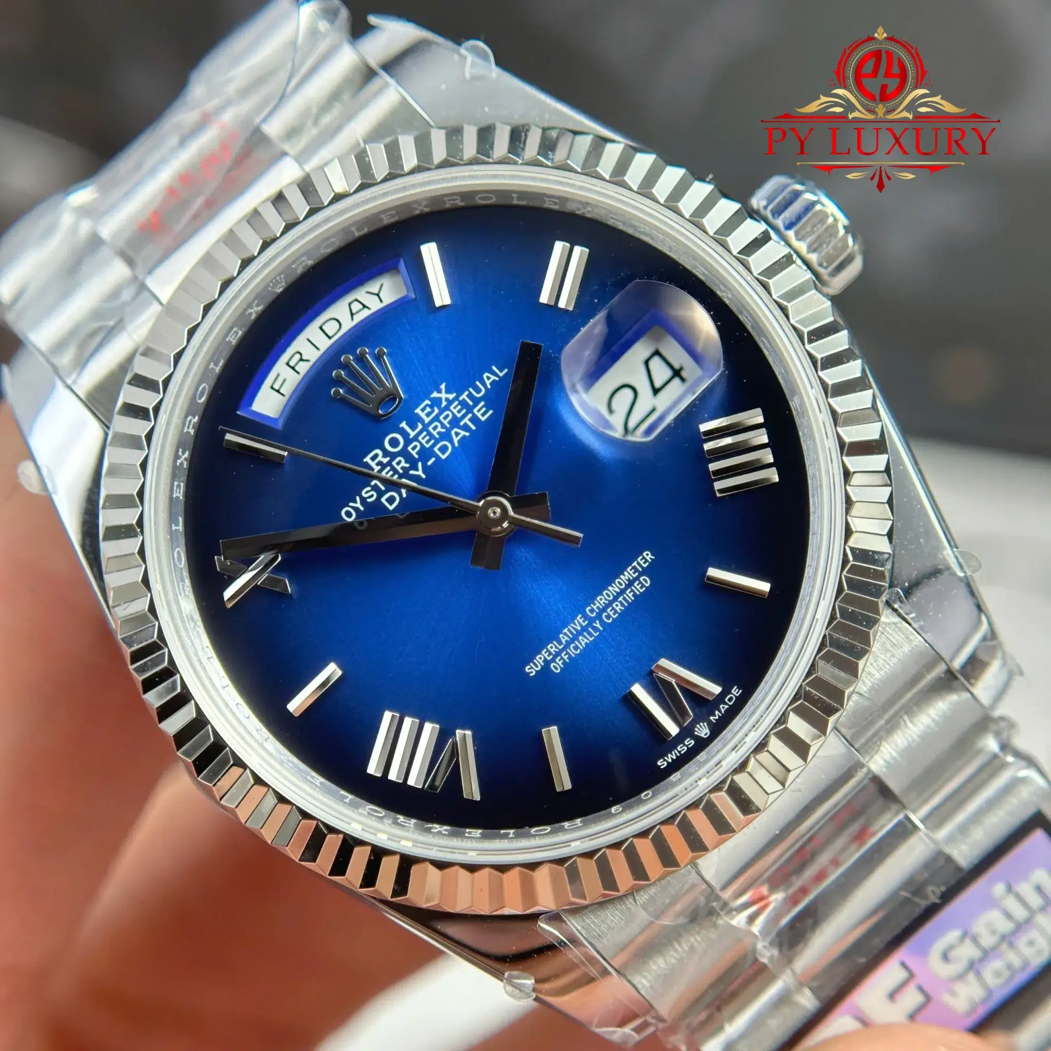 Rolex Day-Date 128239-0063 Blue Ombré Roman Dial - 9