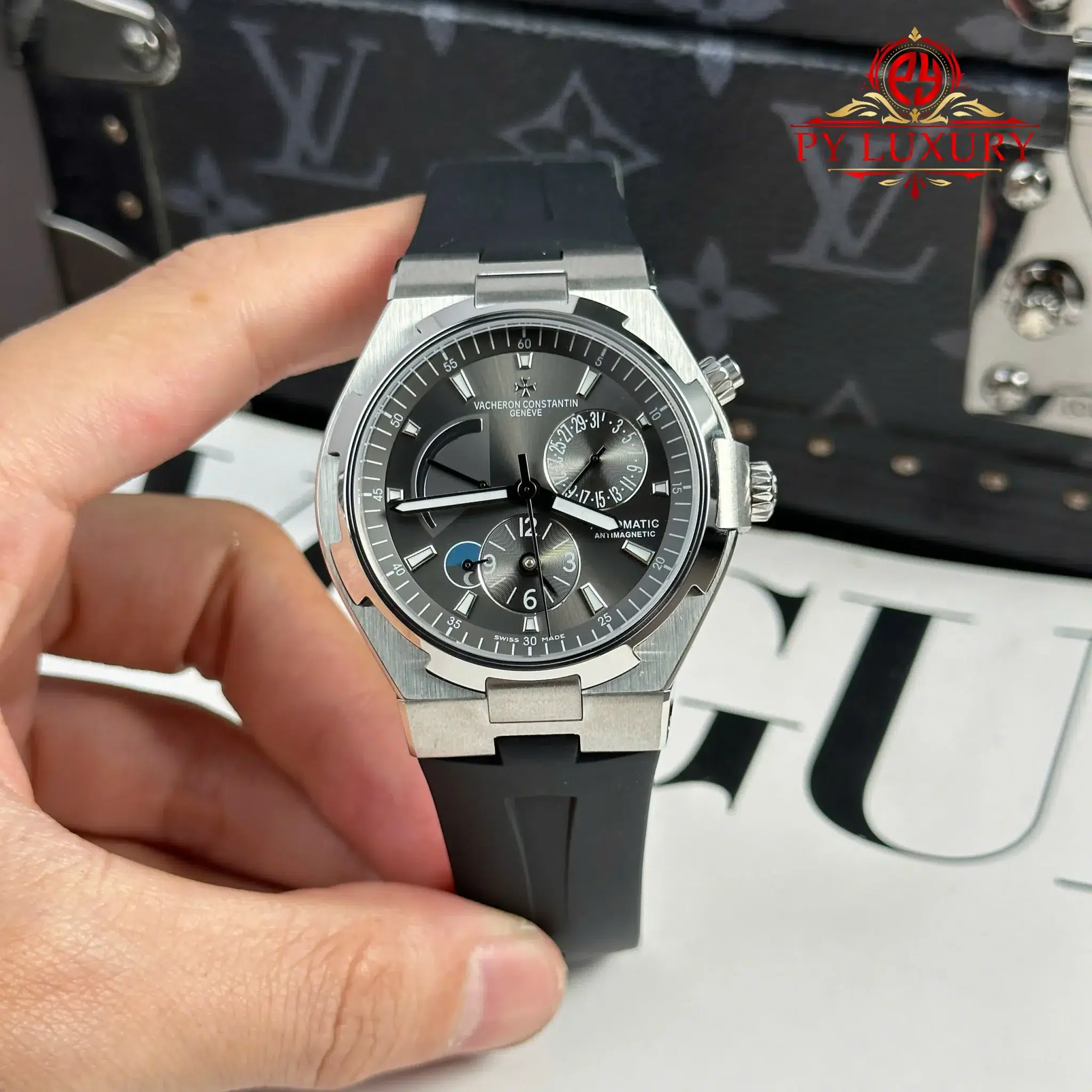 Vacheron Constantin Overseas Dual Time 47450 Grey Dial Rubber Strap - 5 Vacheron Constantin Overseas Dual Time 47450/000W-9511 Grey Dial Rubber Strap Best Edition