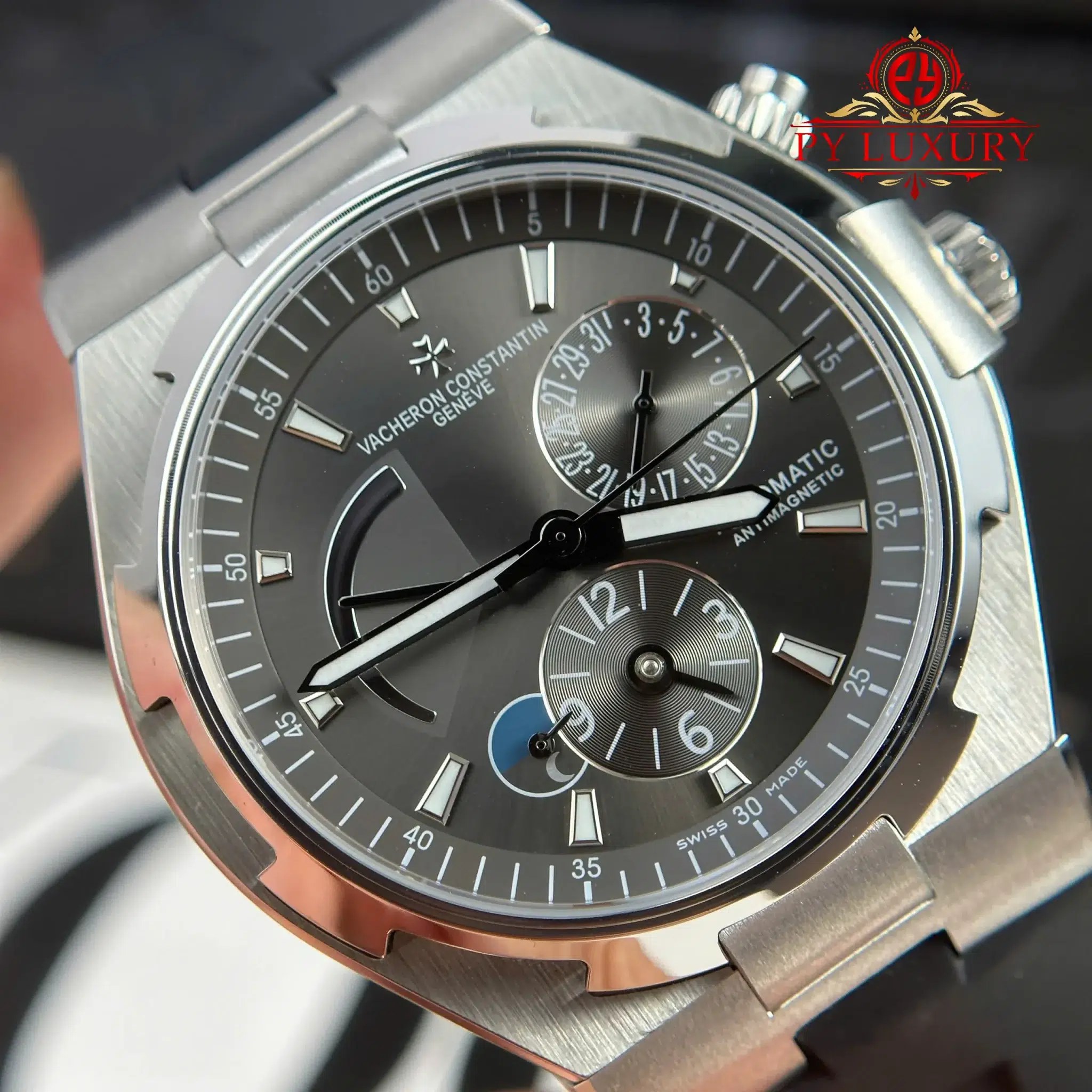 Vacheron Constantin Overseas Dual Time 47450 Grey Dial Rubber Strap - 9