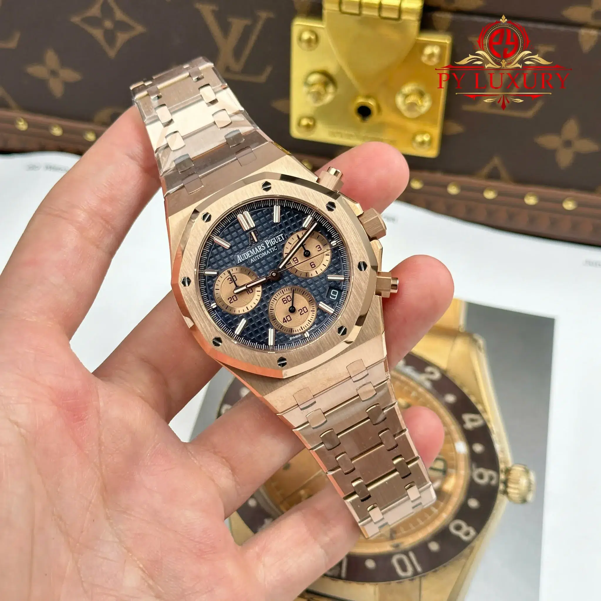 Audemars Piguet Royal Oak 26239OR Chronograph Rose Gold Blue Dial - 1