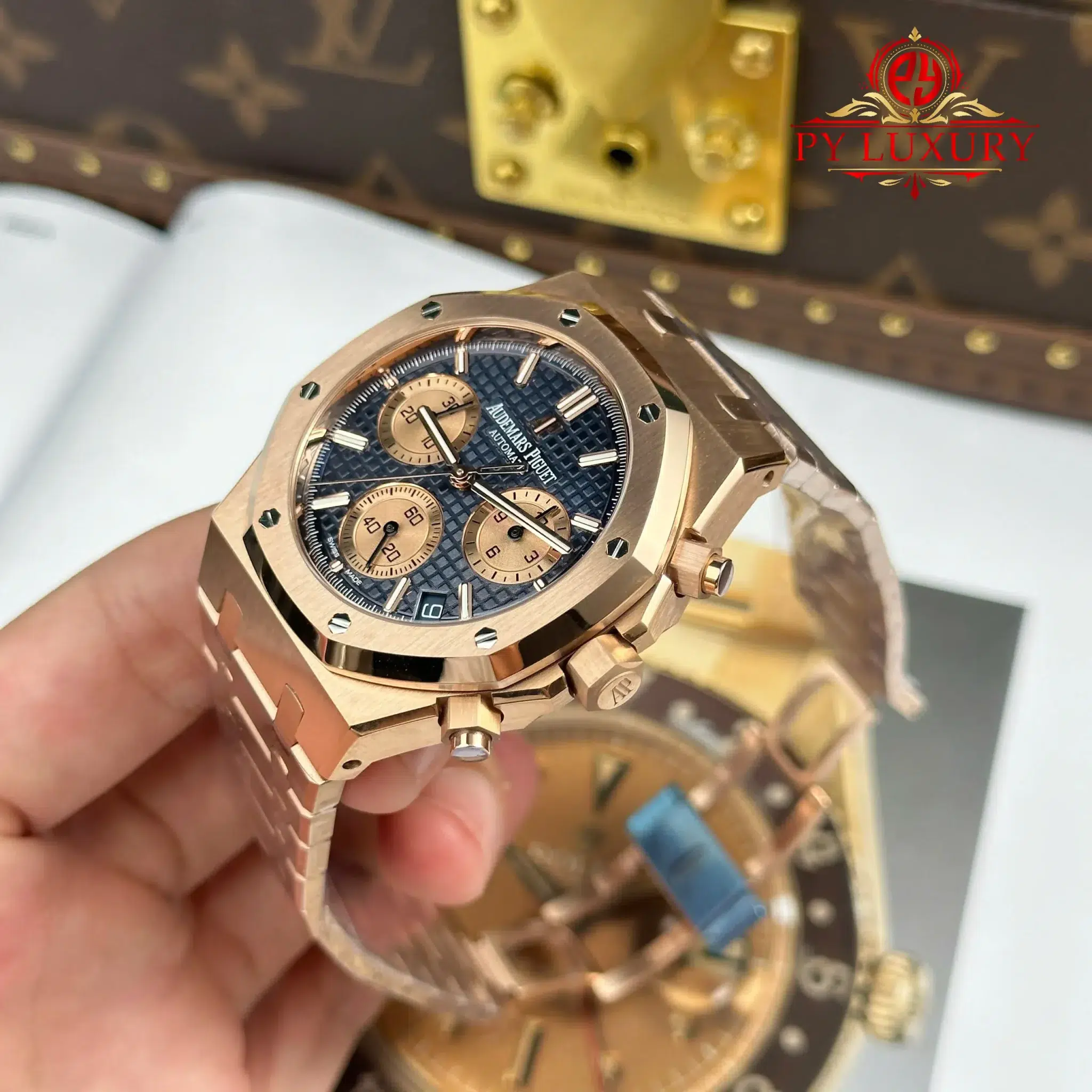 Audemars Piguet Royal Oak 26239OR Chronograph Rose Gold Blue Dial - 5