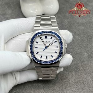 Patek Philippe Nautilus 5711/111P-010 Custom Made 1:1 Platinum 950 Blue Sapphire
