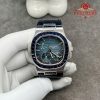 Patek Philippe Nautilus 5724G Blue Dial Custom Made Pure 18K White Gold Blue Sapphire Crocodile Leather Strap 40mm