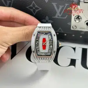 Richard Mille RM07-01 Lady Diamonds Red Lip White Rubber Strap 1:1 Super Clone
