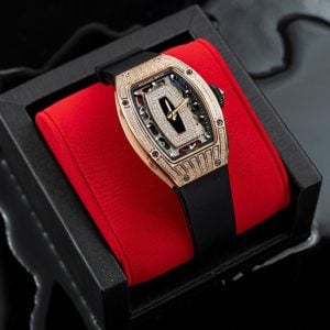 Richard Mille RM07-01 Rose Gold Diamonds Onyz Dial Rubber Strap 1:1 Super Clone