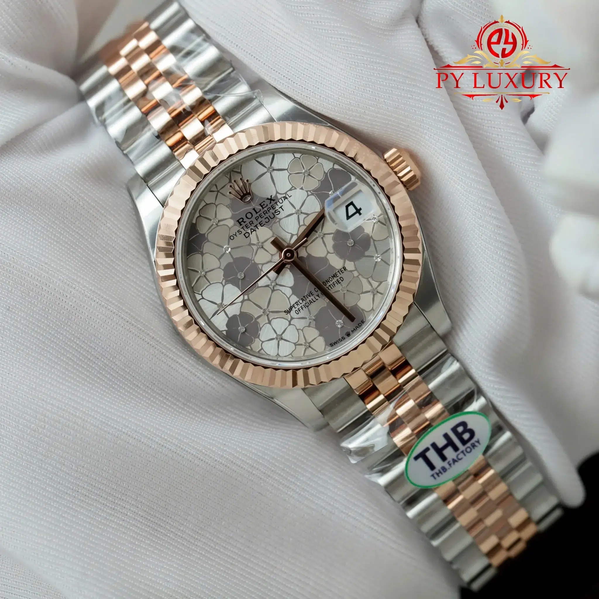 Rolex Datejust 278271 Two Tone Rose Gold Silver Floral-Motif Dial Jubilee Bracelet - 7