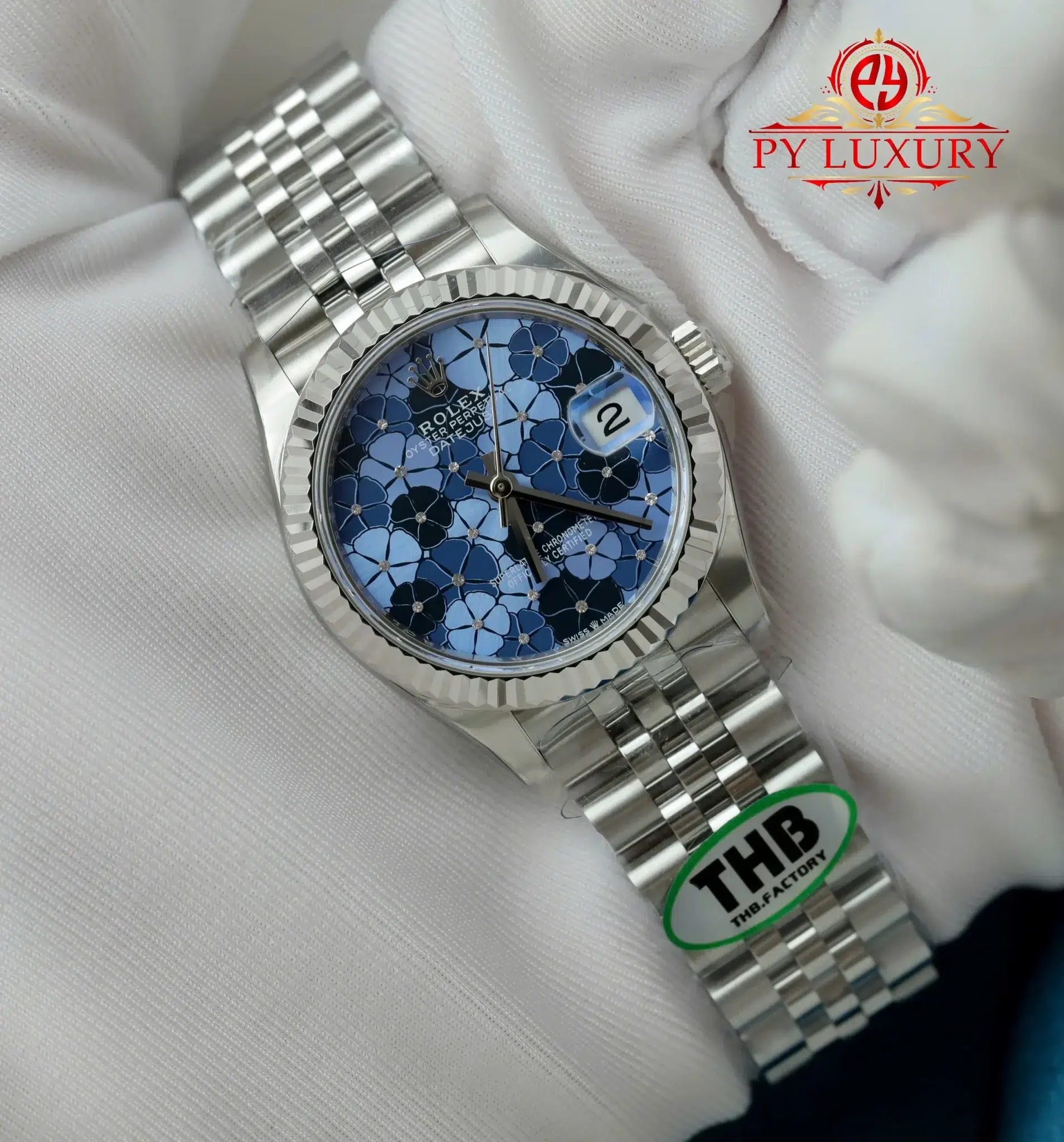 Rolex Datejust 278274 Blue Floral-Motif Dial Jubilee Bracelet - 4
