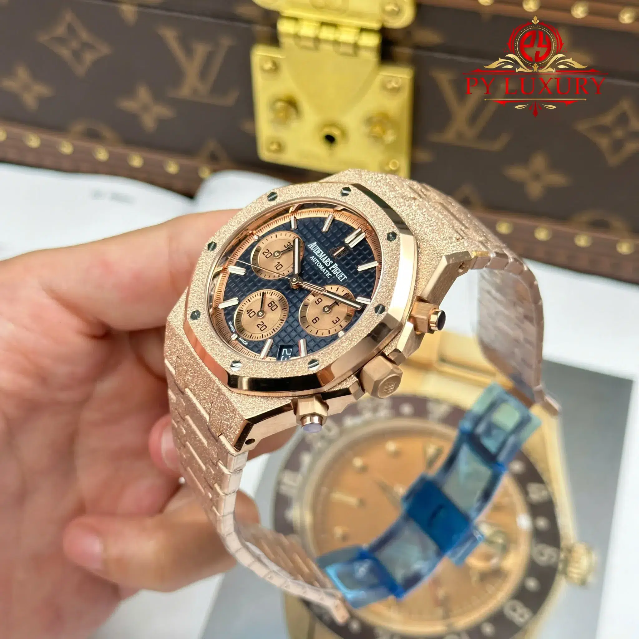 Audemars Piguet Royal Oak Chronograph 26239OR Frosted Rose Gold Blue Dial - 11