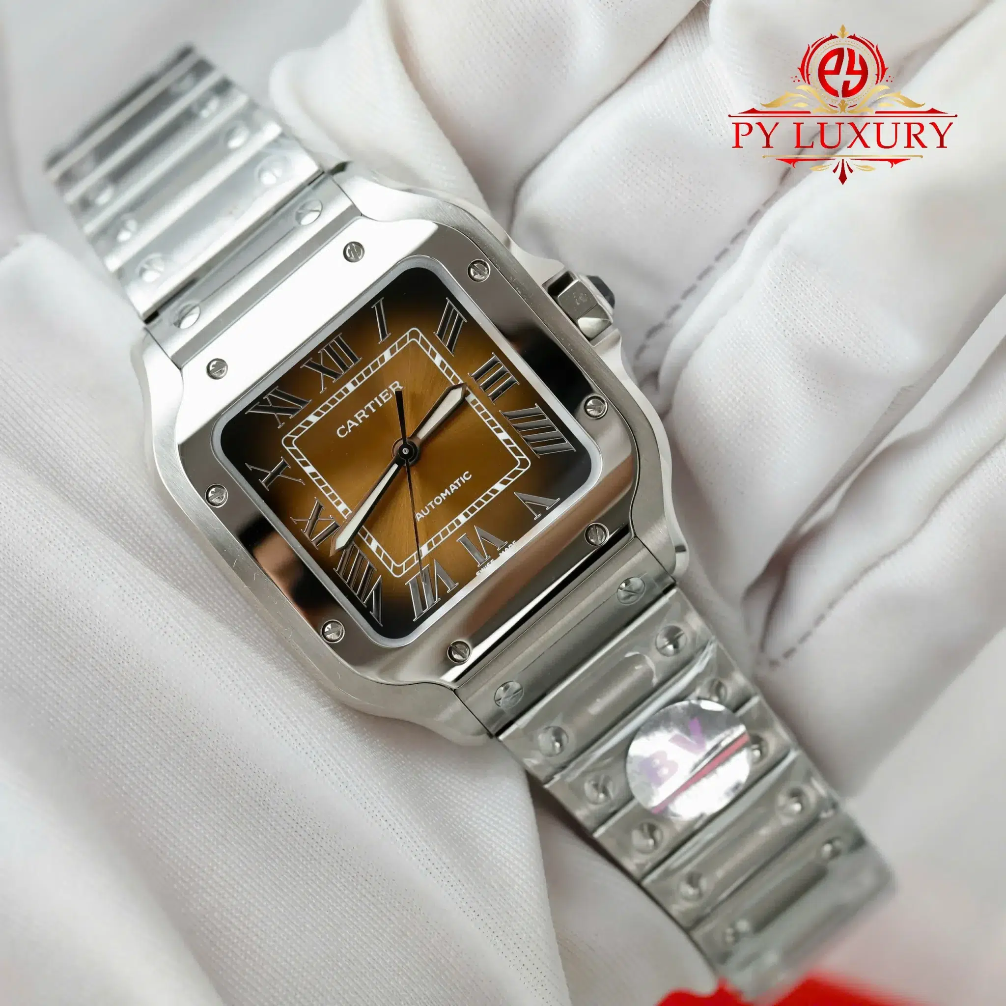 Cartier Santos Medium Model WSSA0065 Brown Dial - 9