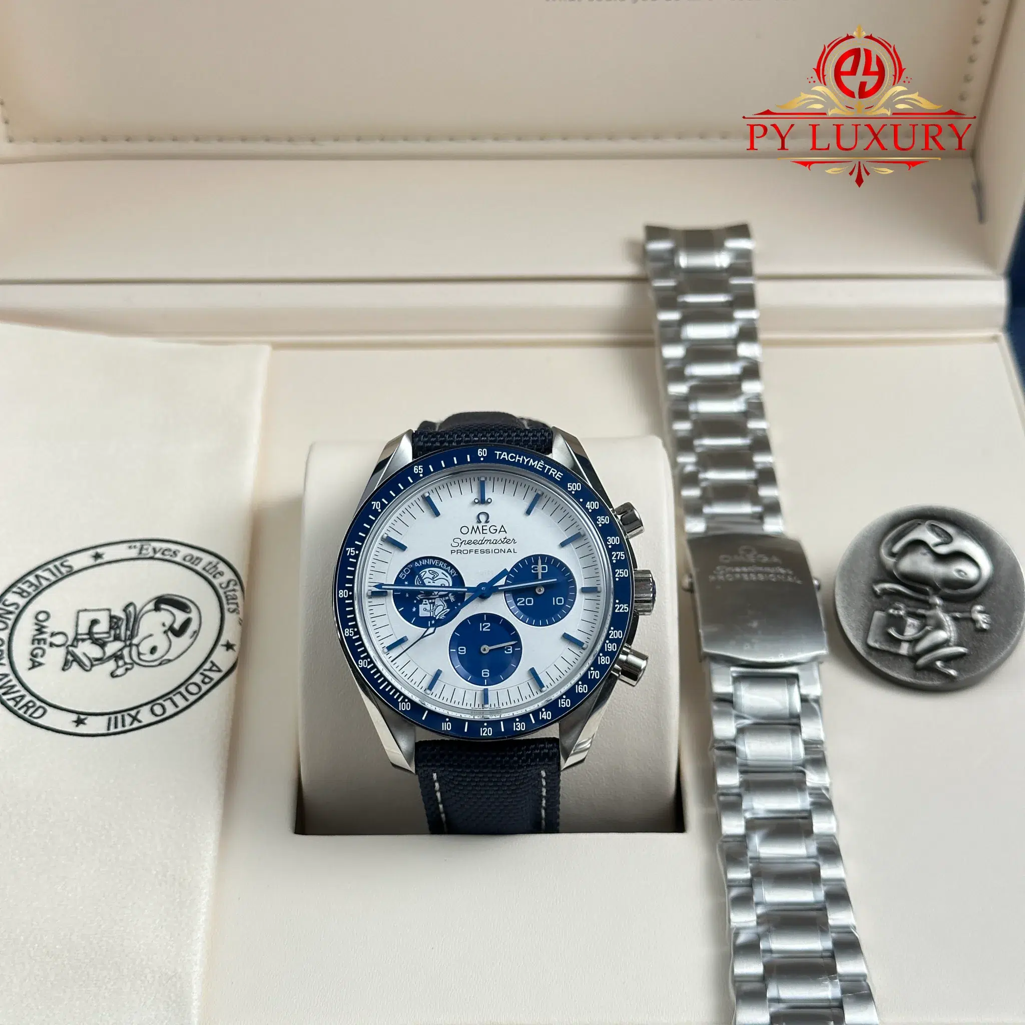 Omega Speedmaster Silver Snoopy 50th Anniversary Chronograph Best Replica - 1 Omega Speedmaster Silver Snoopy 50th Anniversary Chronograph Steel Bracelet Replica