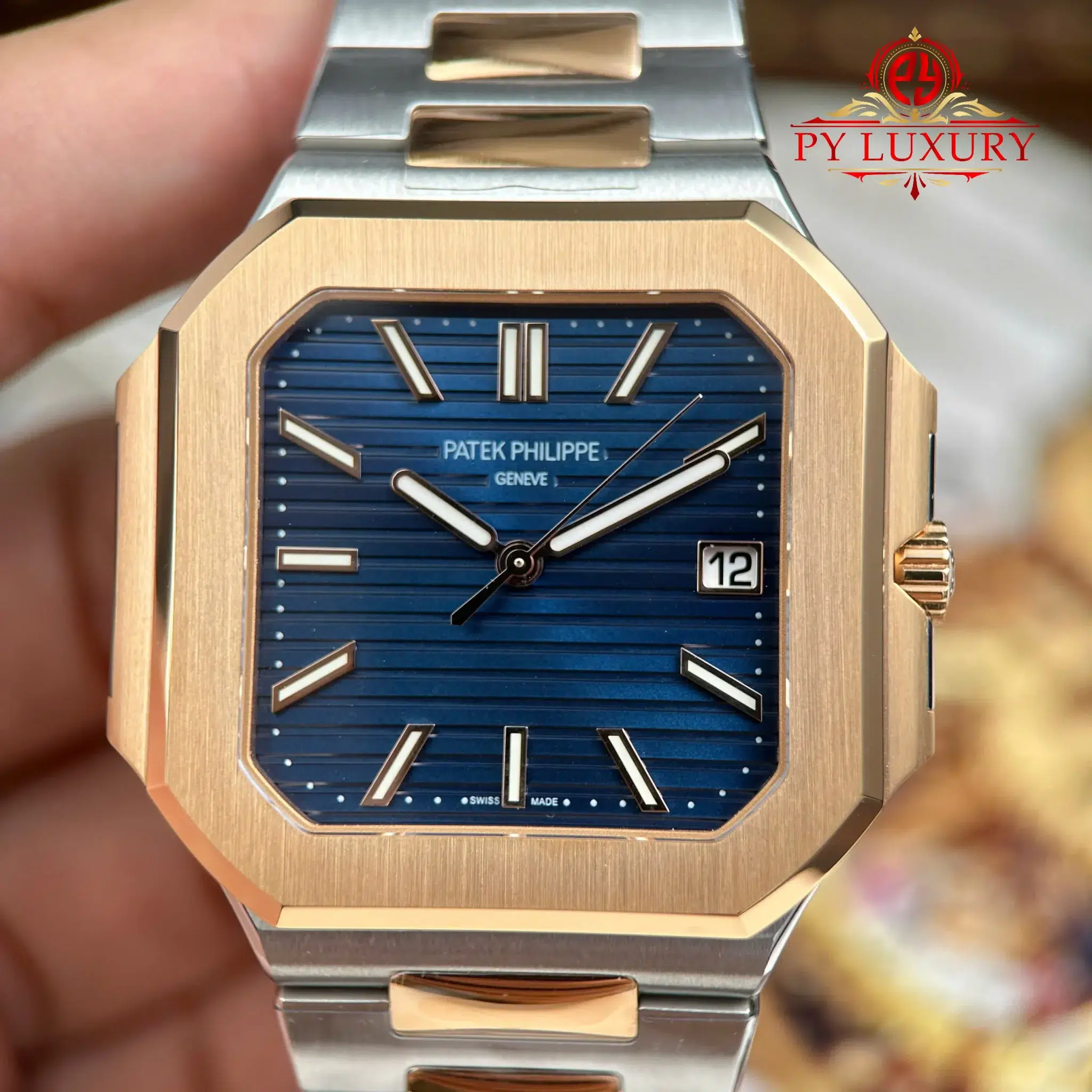 Patek Philippe Cubitus 5821 1AR-001 Two Tone Steel Rose Gold Blue Dial Top Quality Replica APW - 3
