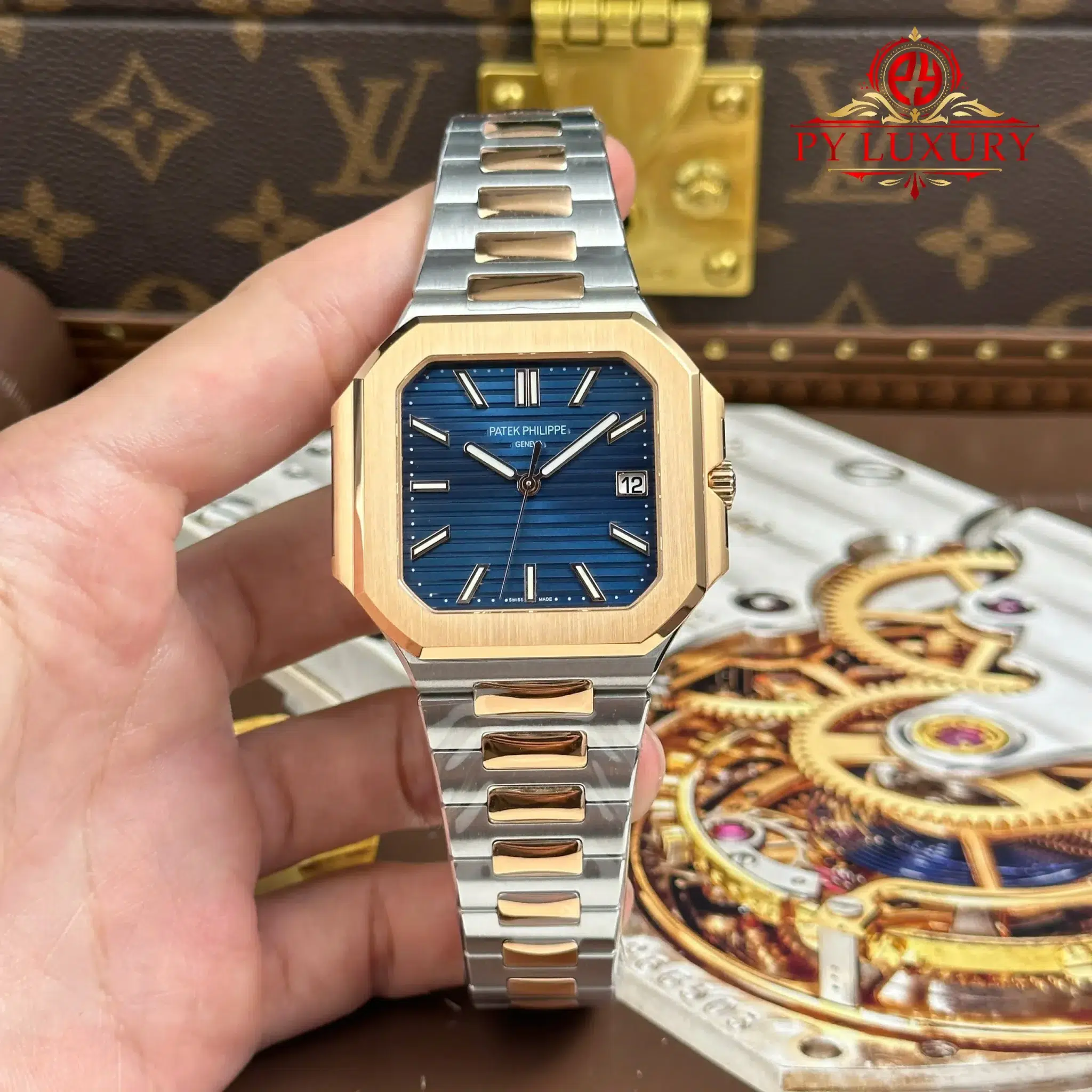 Patek Philippe Cubitus 5821 1AR-001 Two Tone Steel Rose Gold Blue Dial Top Quality Replica APW - 6 Patek Philippe Cubitus 5821/1AR-001 Two Tone Steel Rose Gold Blue Dial 1:1 Best Replica APW 45mm