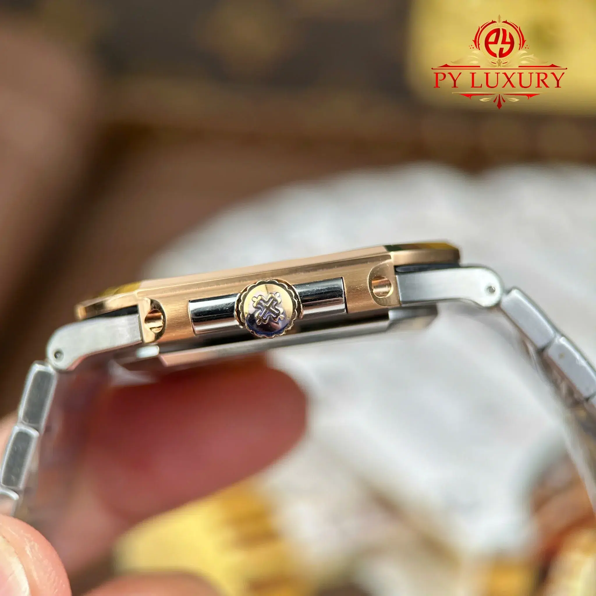 Patek Philippe Cubitus 5821 1AR-001 Two Tone Steel Rose Gold Blue Dial Top Quality Replica APW - 8