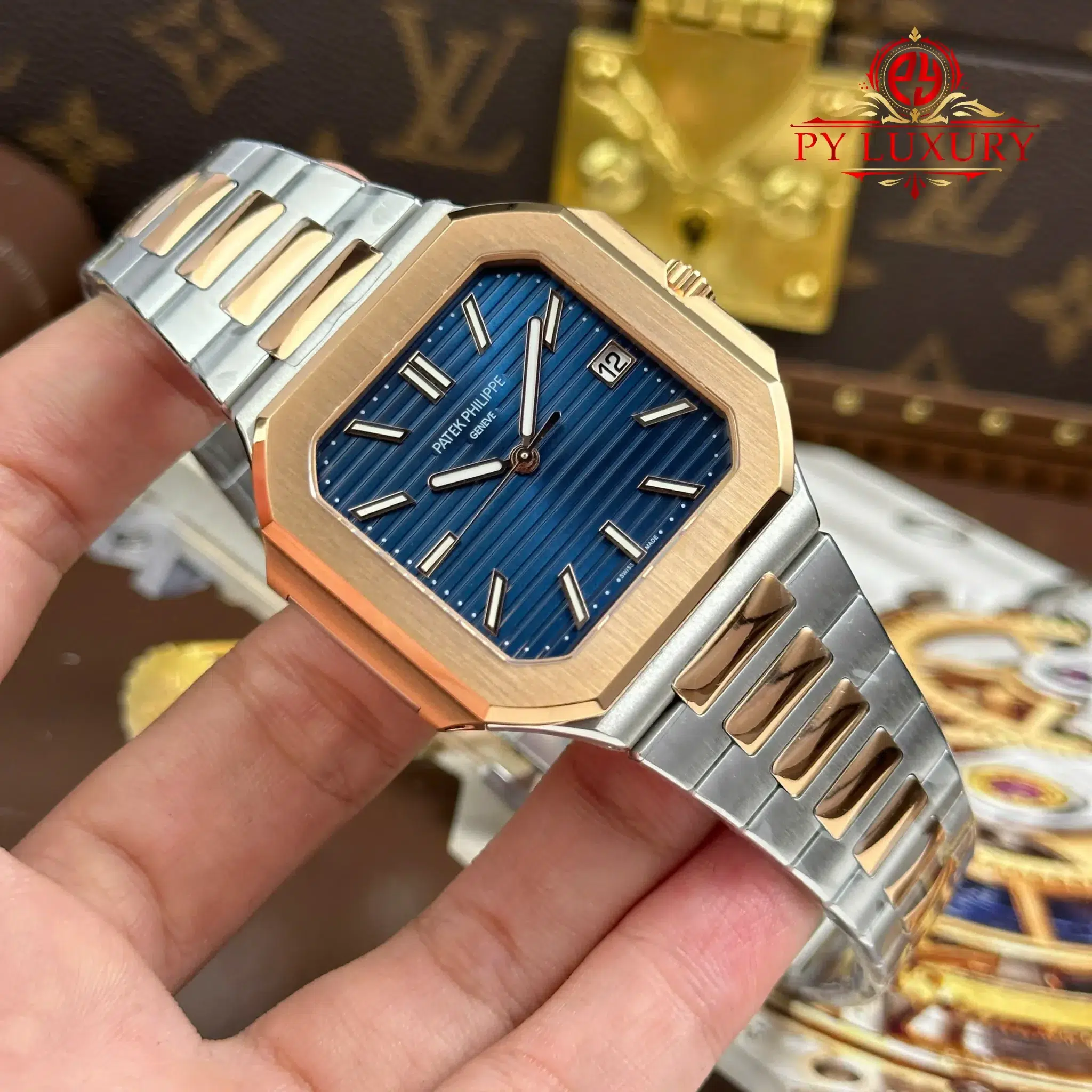 Patek Philippe Cubitus 5821 1AR-001 Two Tone Steel Rose Gold Blue Dial Top Quality Replica APW - 9