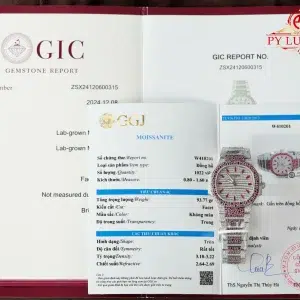Patek Philippe Ladies Natilus 7118/1452G-001 Iced Out Moissanite & Rubies Best Replica
