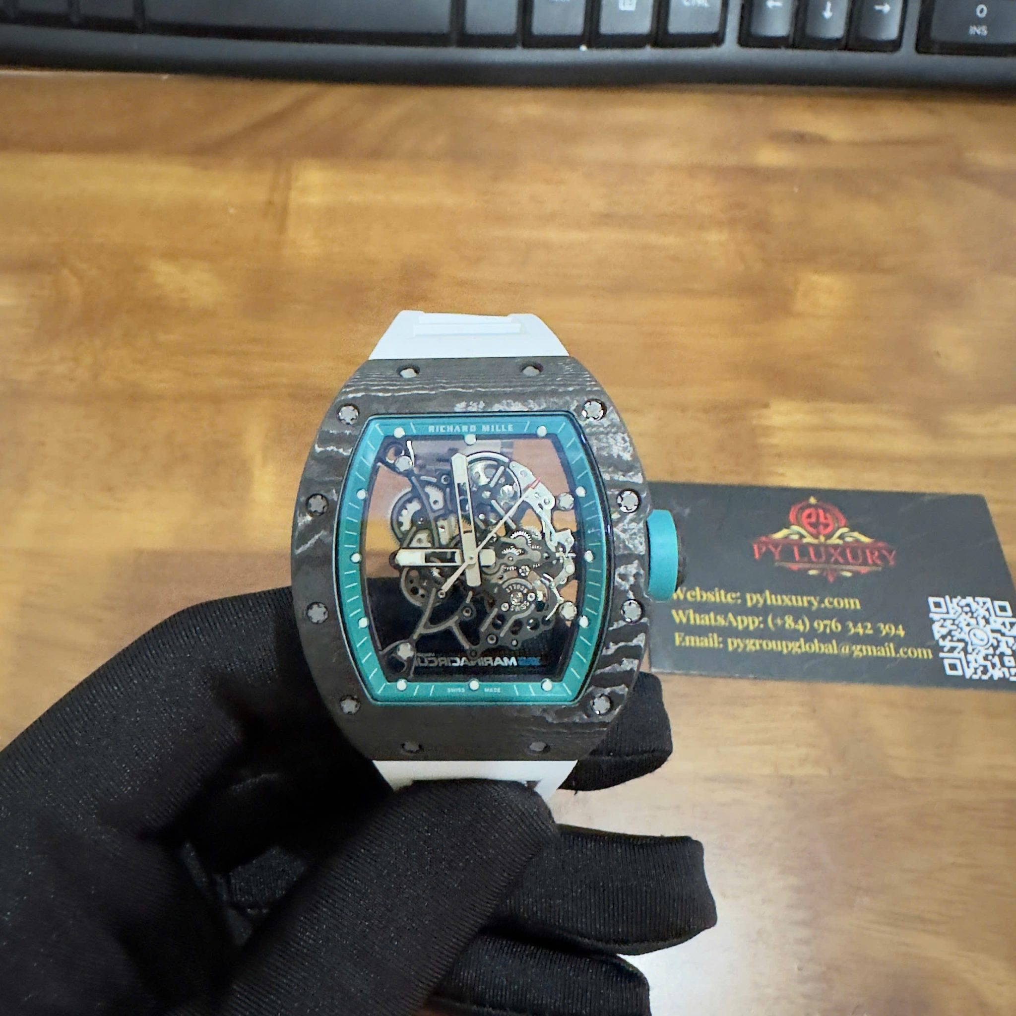 Richard Mille Rm055 Yas Marina Custom Made Best Quality Carbon Vaucher Movement Exclusive Quality - 1 Richard Mille RM055 Yas Marina Circuit Custom Made Exquisite NTPT Carbon Fiber 1:1 Vaucher Movement Exclusive Quality