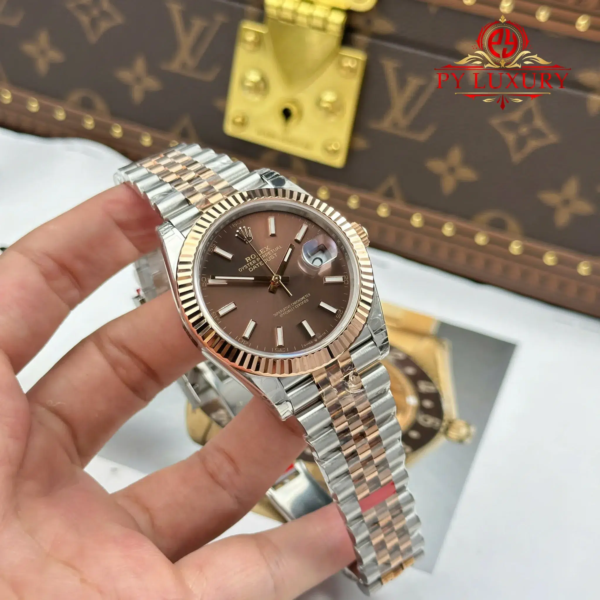 Rolex Datejust 126331 Two Tone Rose Gold Chocolate Luminous Dial Jubilee - 8