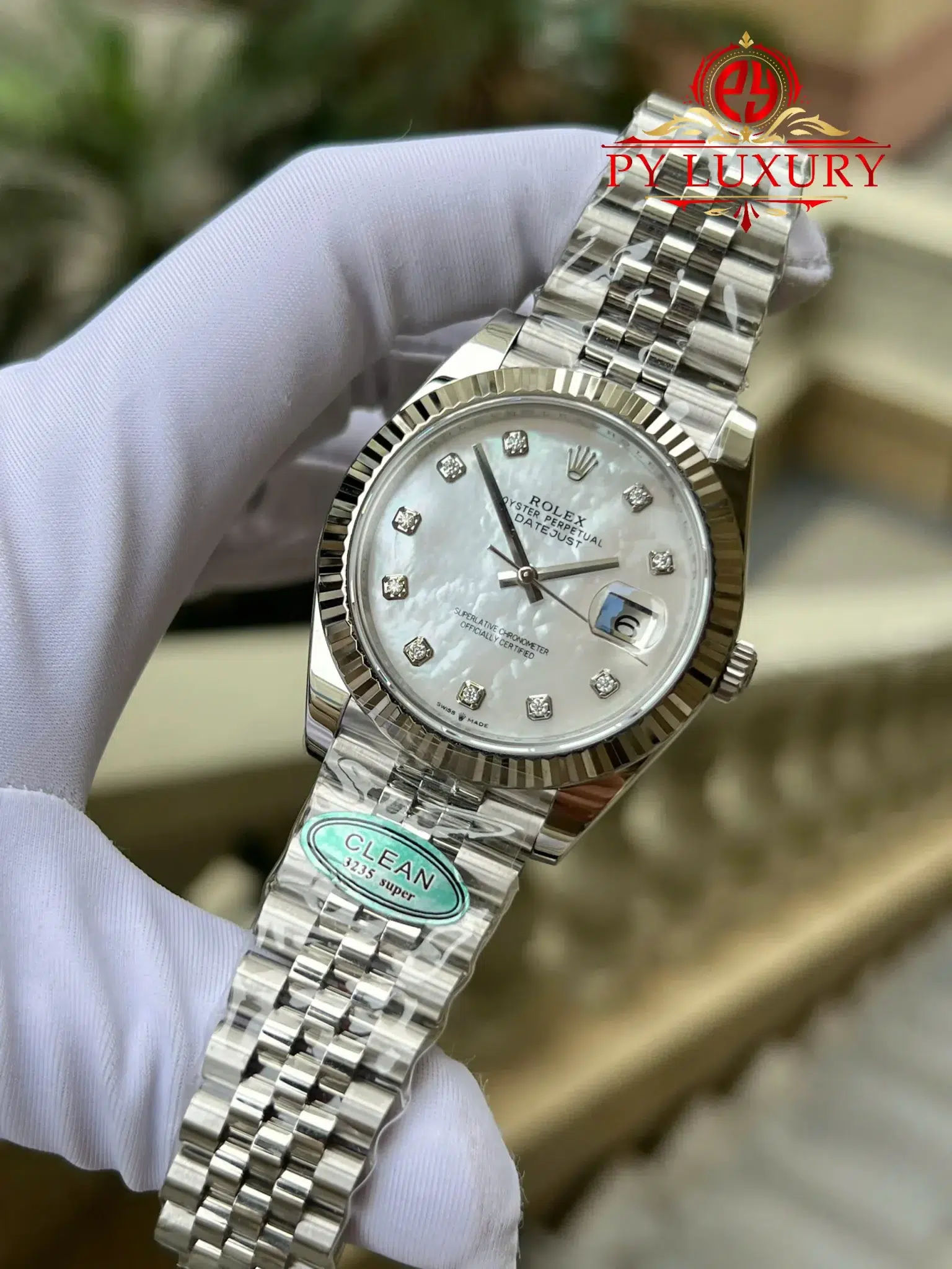 Rolex Datejust 126334 Custom Natural MOP Dial Moissanite Numerals Jubilee Bracelet - 3