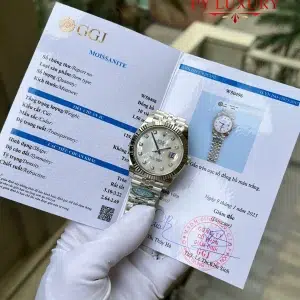 Rolex Datejust 126334 Custom Natural MOP Dial Moissanite Numerals Jubilee Bracelet 1:1 Best Replica