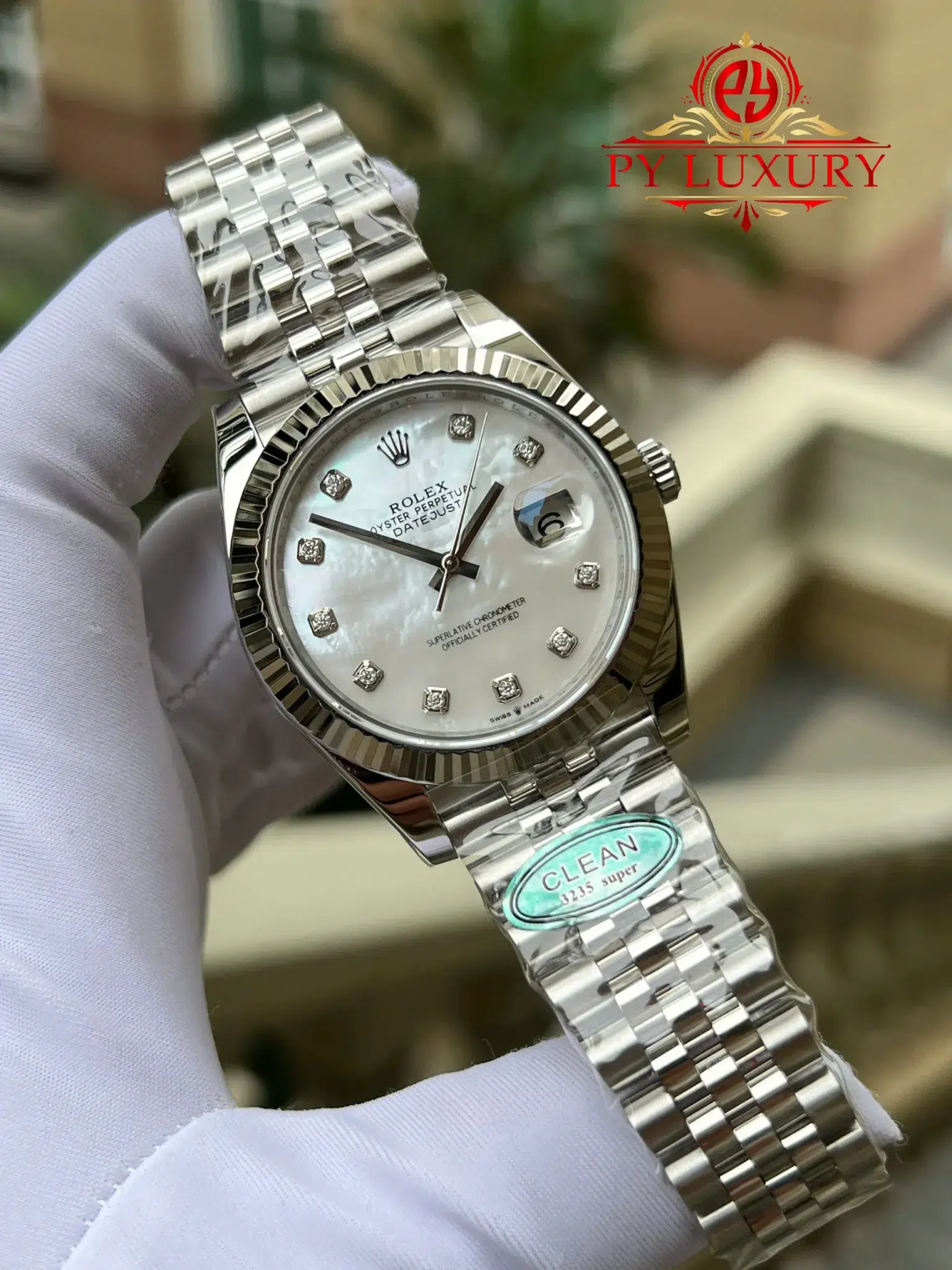 Rolex Datejust 126334 Custom Natural MOP Dial Moissanite Numerals Jubilee Bracelet - 6