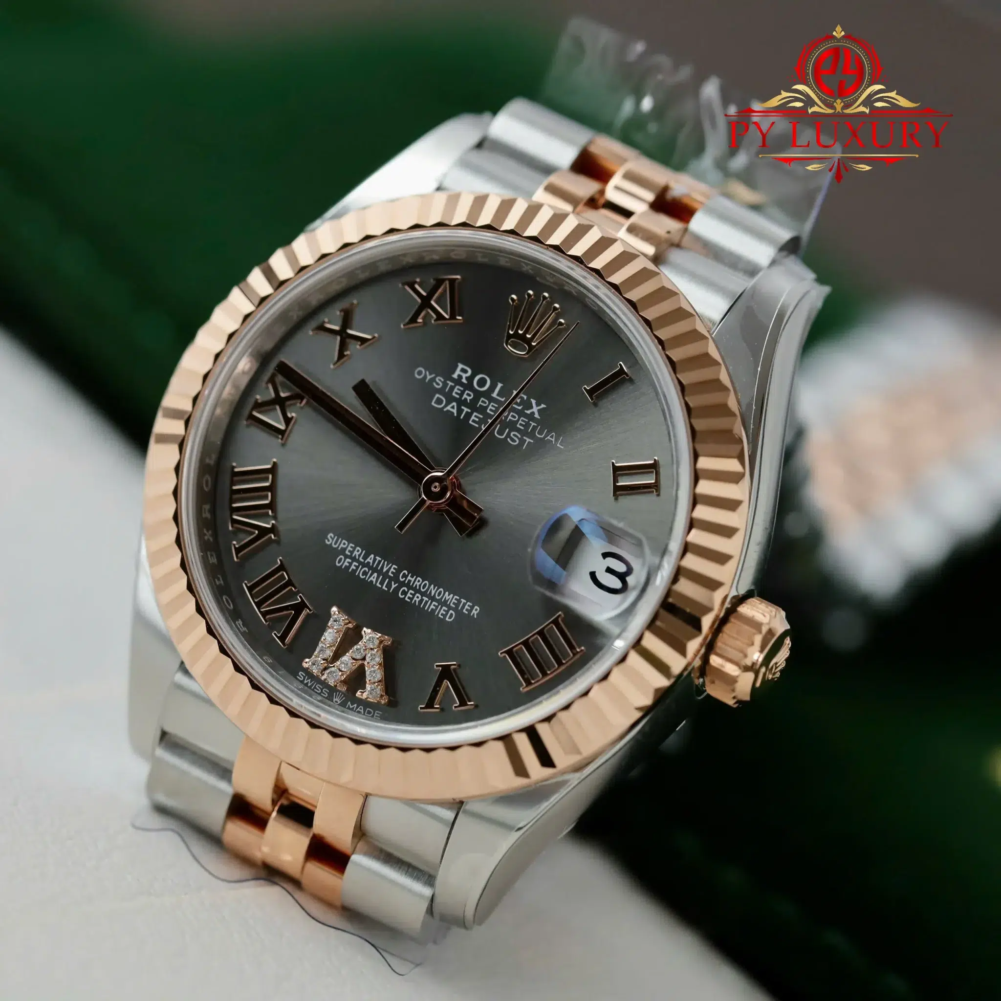 Rolex Datejust 278271 Two Tone Rose Gold Slate Diamond-set Dial Jubilee - 10