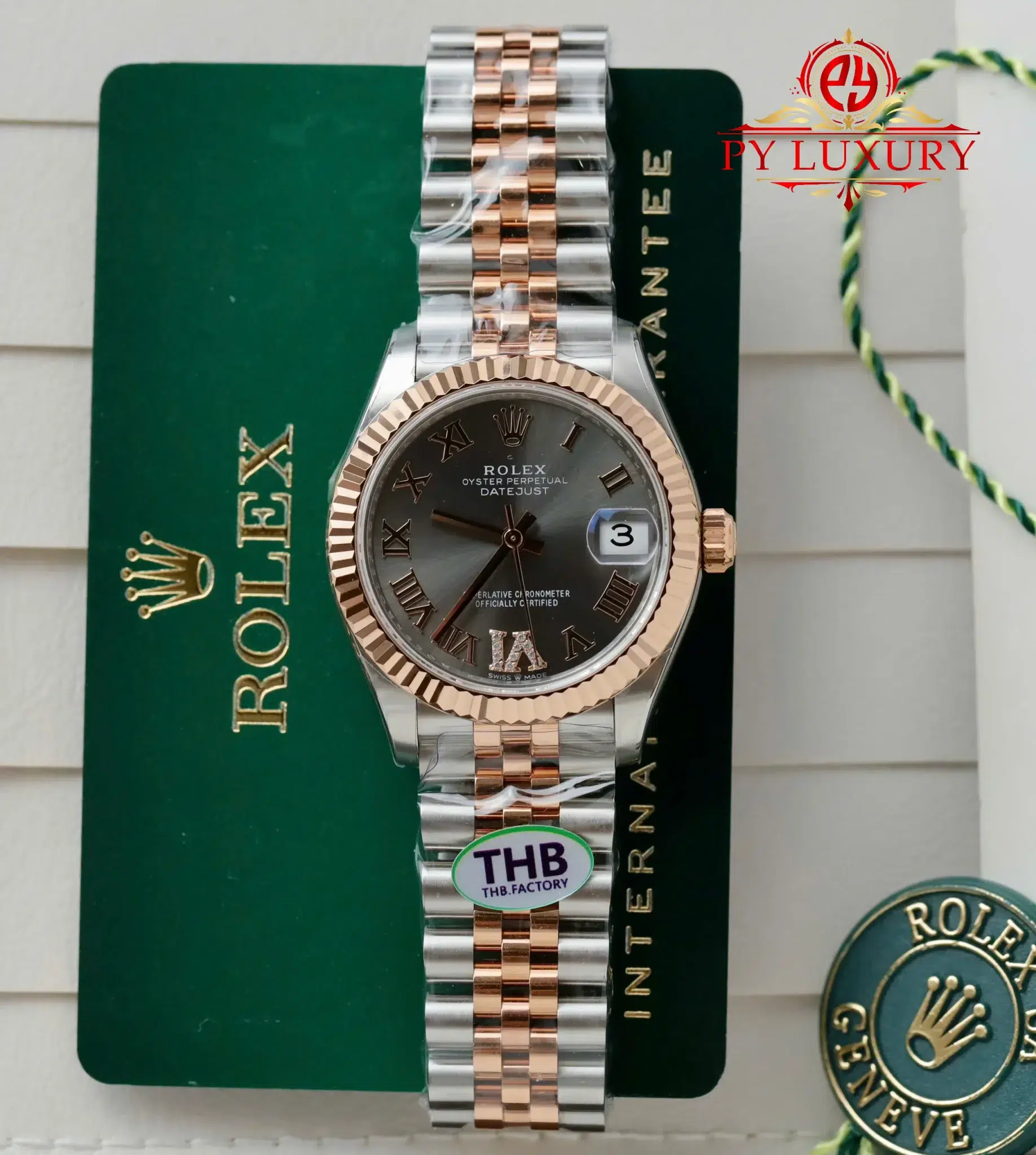 Rolex Datejust 278271 Two Tone Rose Gold Slate Diamond-set Dial Jubilee - 4 Rolex Datejust 278271 Two Tone Rose Gold Slate Diamond-set Dial Jubilee Bracelet 11 Best Replica