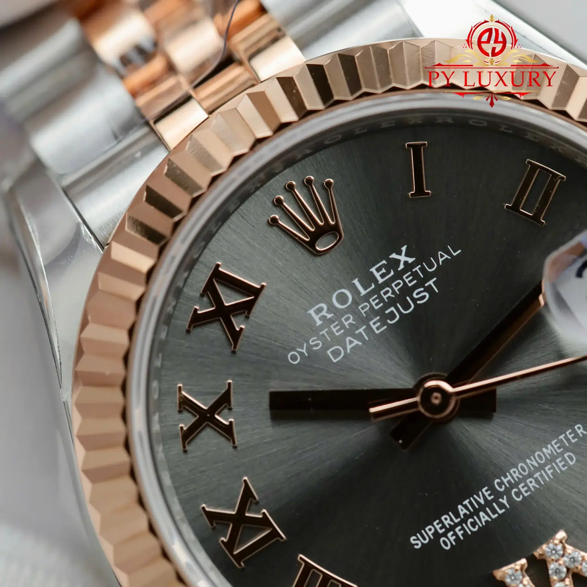 Rolex Datejust 278271 Two Tone Rose Gold Slate Diamond-set Dial Jubilee - 5