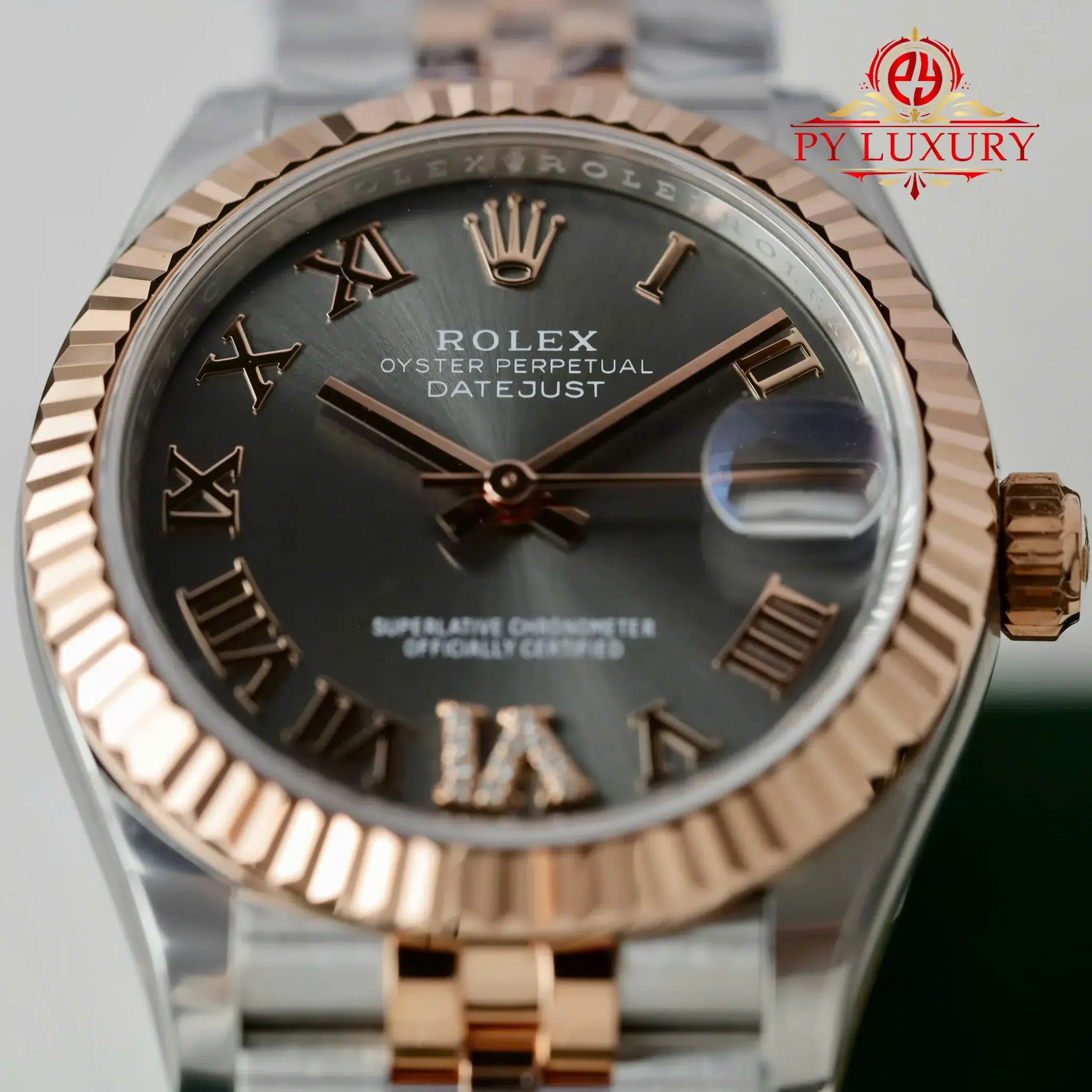 Rolex Datejust 278271 Two Tone Rose Gold Slate Diamond-set Dial Jubilee - 8