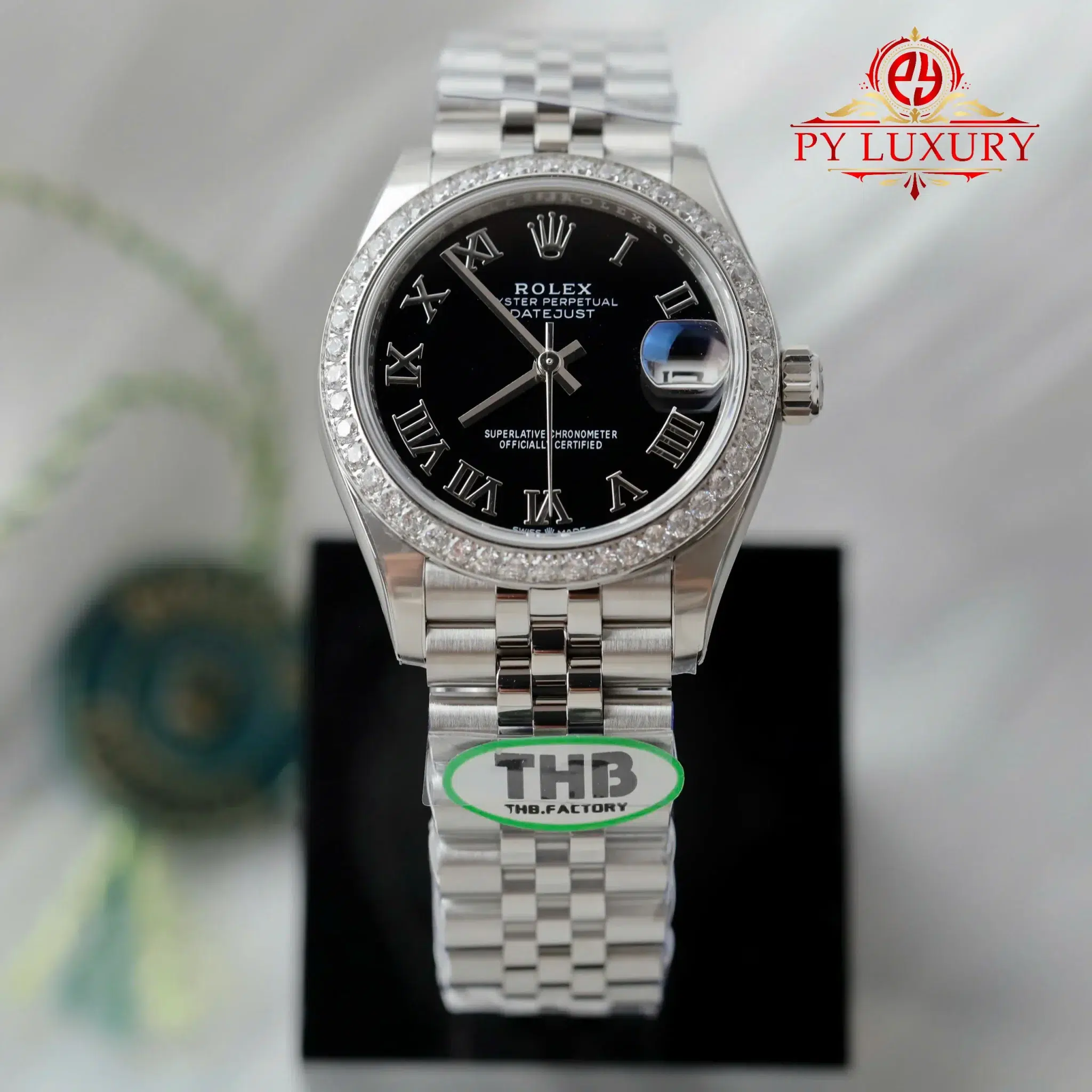 Rolex Datejust 278384RBR Black Roman Dial Diamond Bezel Jubilee - 1 Rolex Datejust 278384RBR Black Roman Dial Diamond Bezel Jubilee Bracelet Best Replica