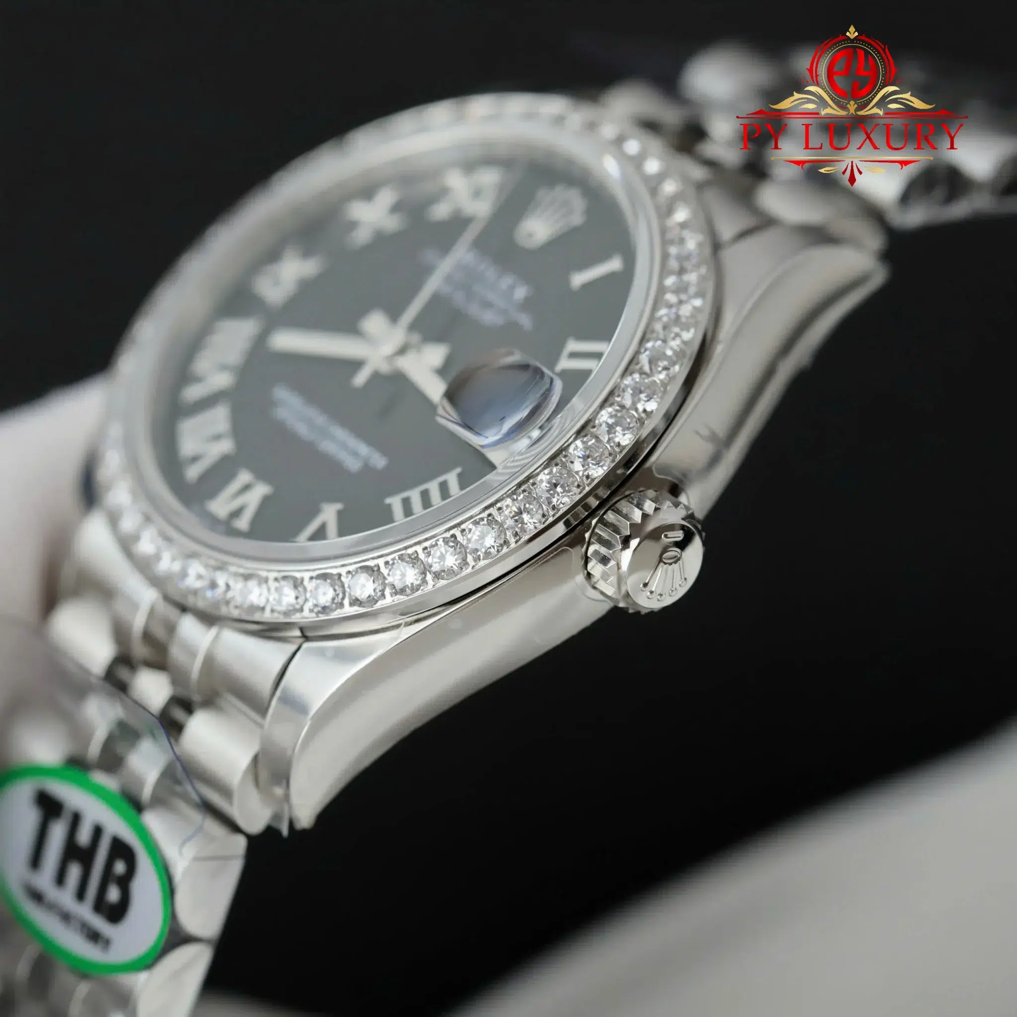 Rolex Datejust 278384RBR Black Roman Dial Diamond Bezel Jubilee - 7