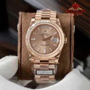 Rolex Day-Date 228235 Sundust Baguette Dial Rose Gold 186g Best Replica