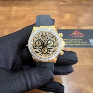 Rolex Daytona Eye of the Tiger 116588TBR Custom 18K Yellow Gold Plated & Moissanite 1:1 Super Clone