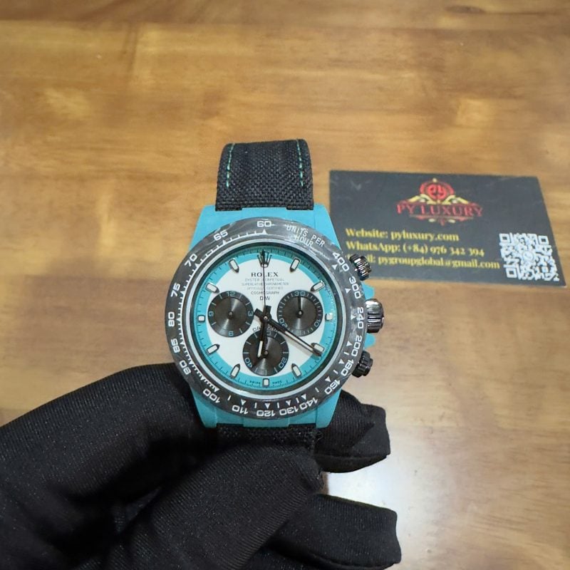 Rolex DiW Daytona Celeste Invert Quartz Fiber Nylon Strap 1:1 Best Replica
