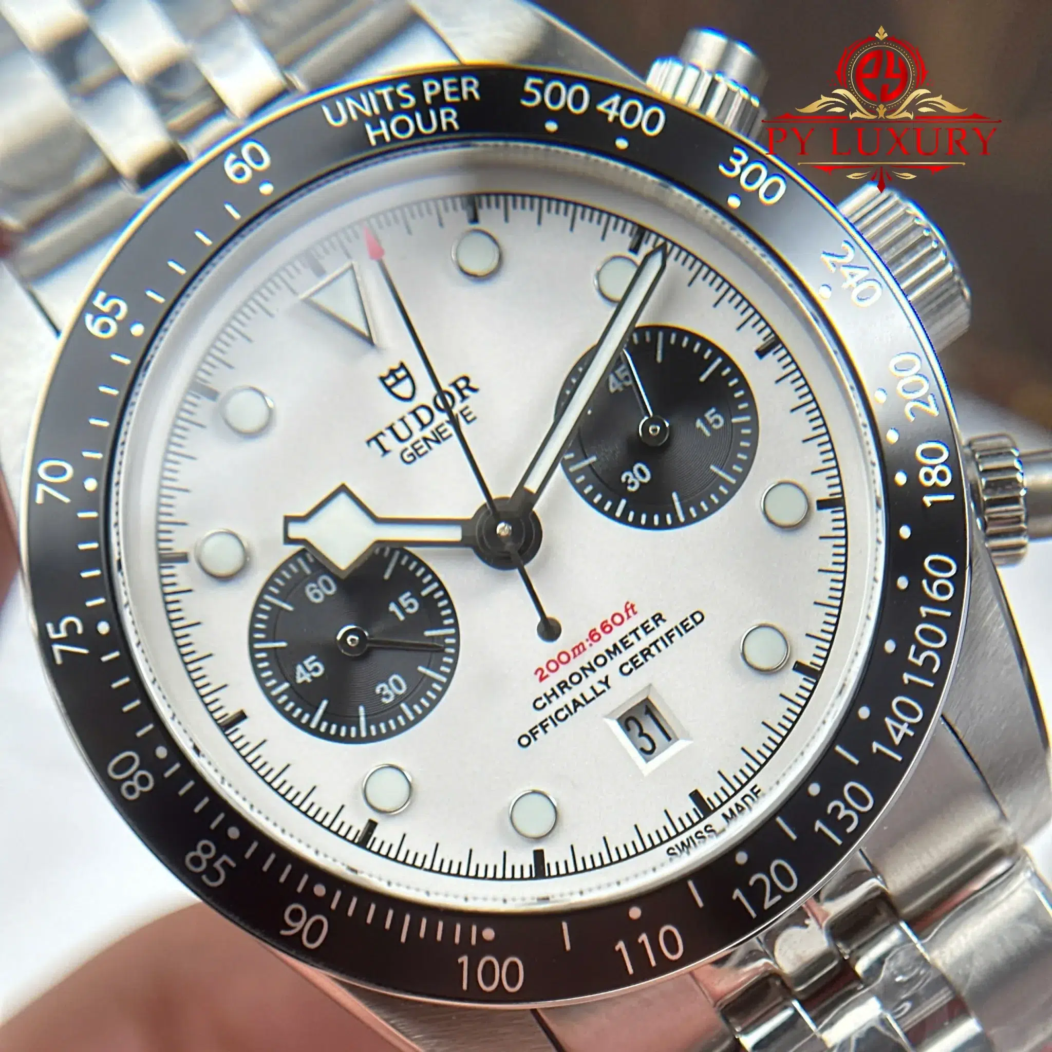 Tudor Black Bay Chrono 79360N White Dial Jubilee Bracelet - 11