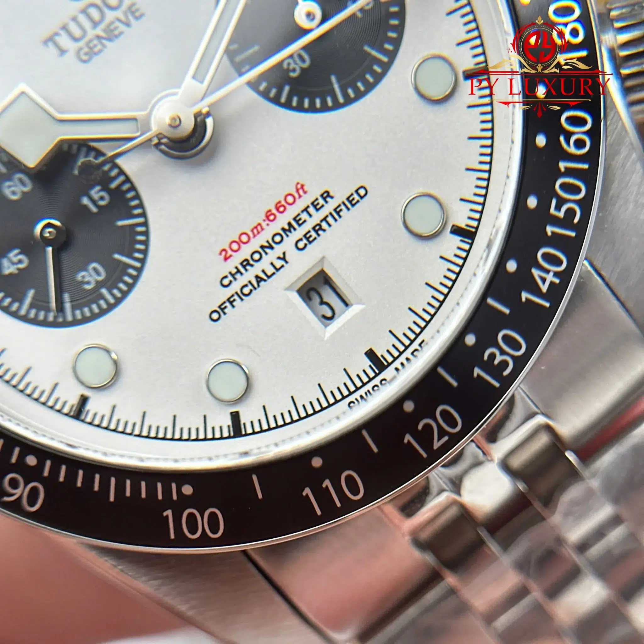 Tudor Black Bay Chrono 79360N White Dial Jubilee Bracelet - 12