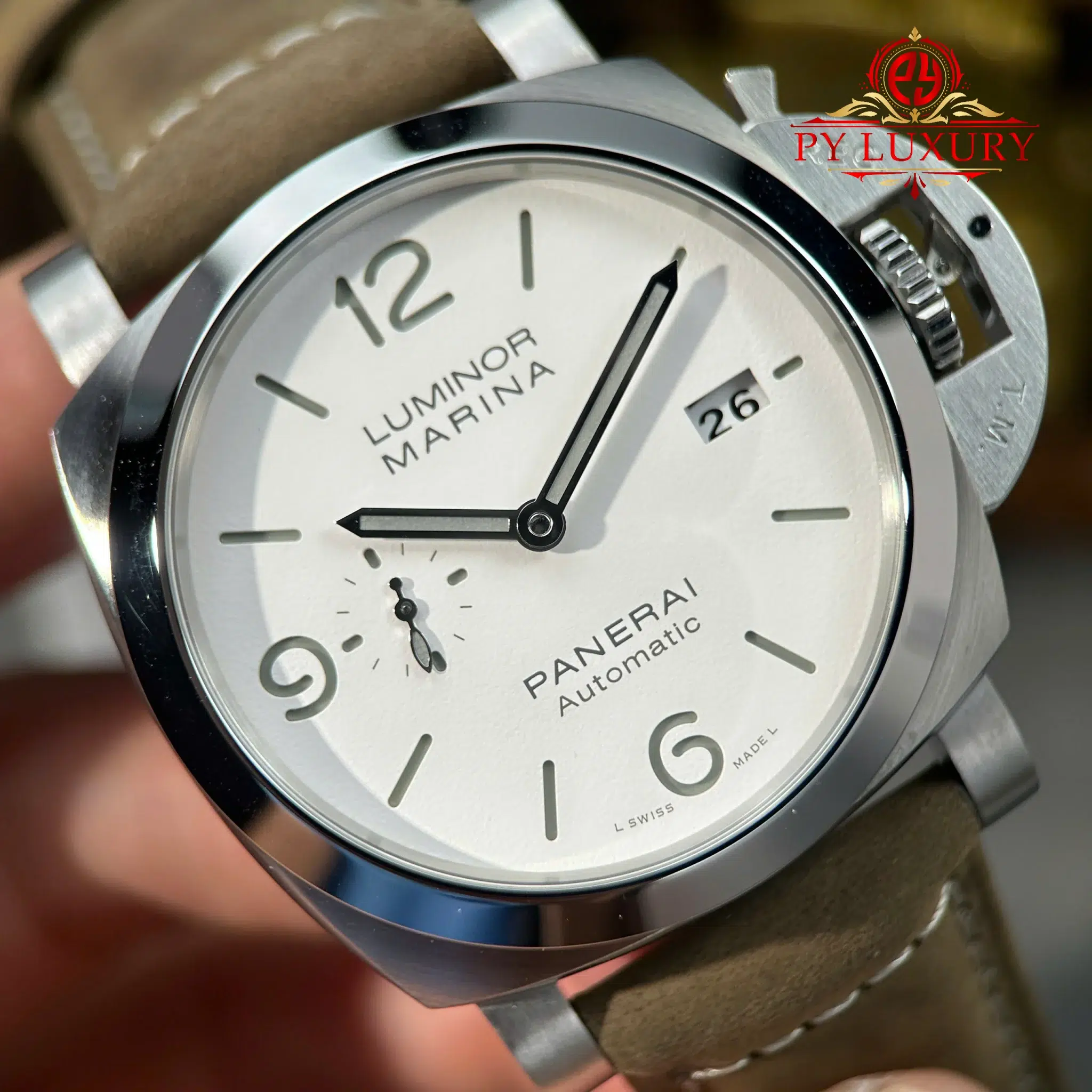 Panerai Luminor Marina PAM1314 Steel White Dial Leather Best Replica VSF - 4