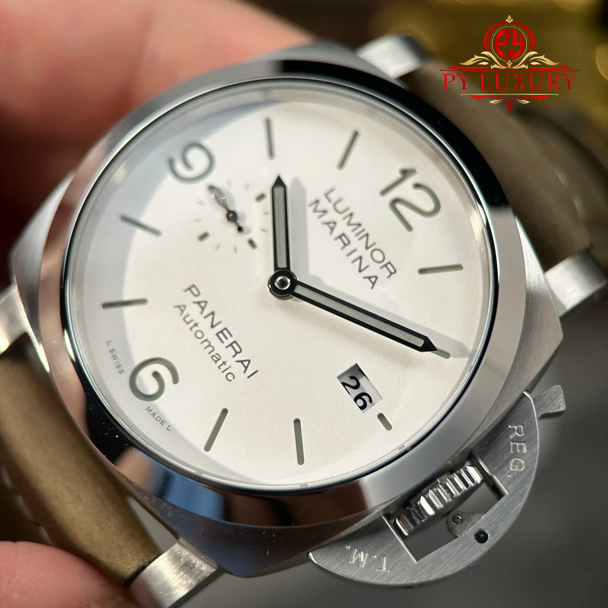 Panerai Luminor Marina PAM1314 Steel White Dial Leather Best Replica VSF - 5