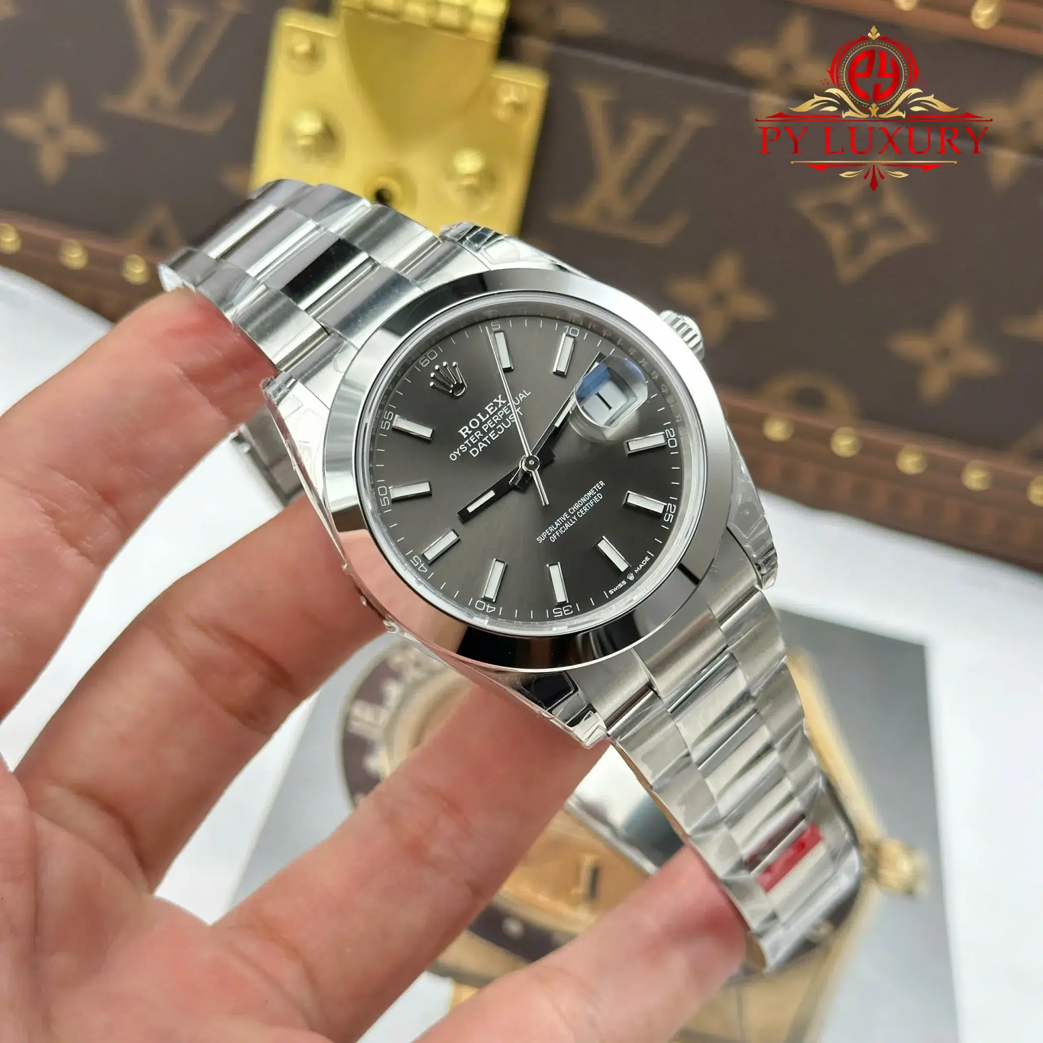 Rolex Datejust 126300 Grey Luminous Dial Smooth Bezel Oyster Bracelet - 11