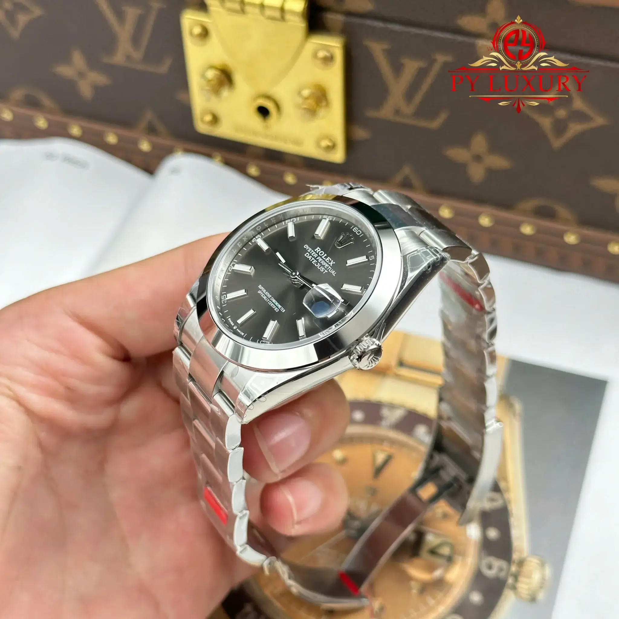 Rolex Datejust 126300 Grey Luminous Dial Smooth Bezel Oyster Bracelet - 13