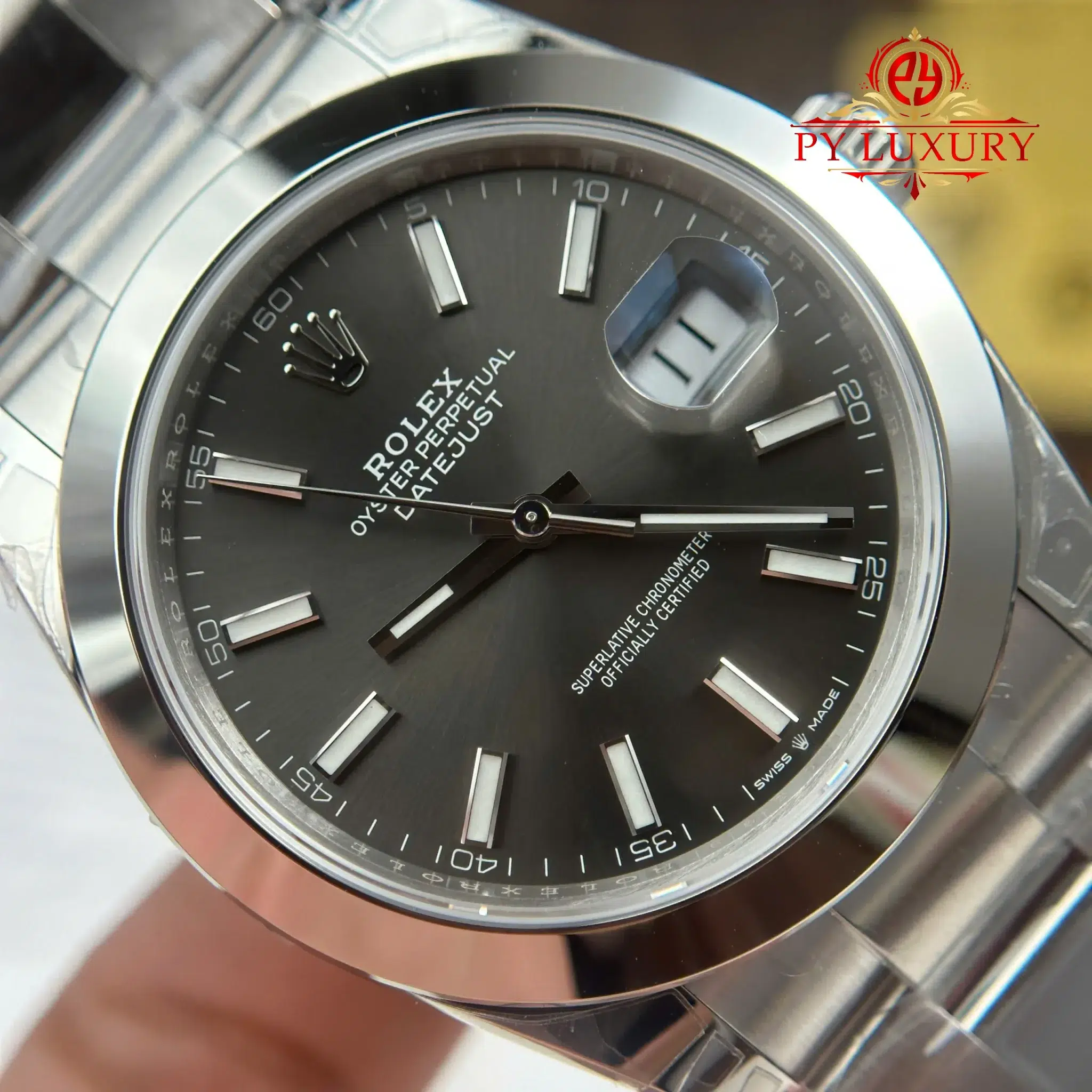 Rolex Datejust 126300 Grey Luminous Dial Smooth Bezel Oyster Bracelet - 5