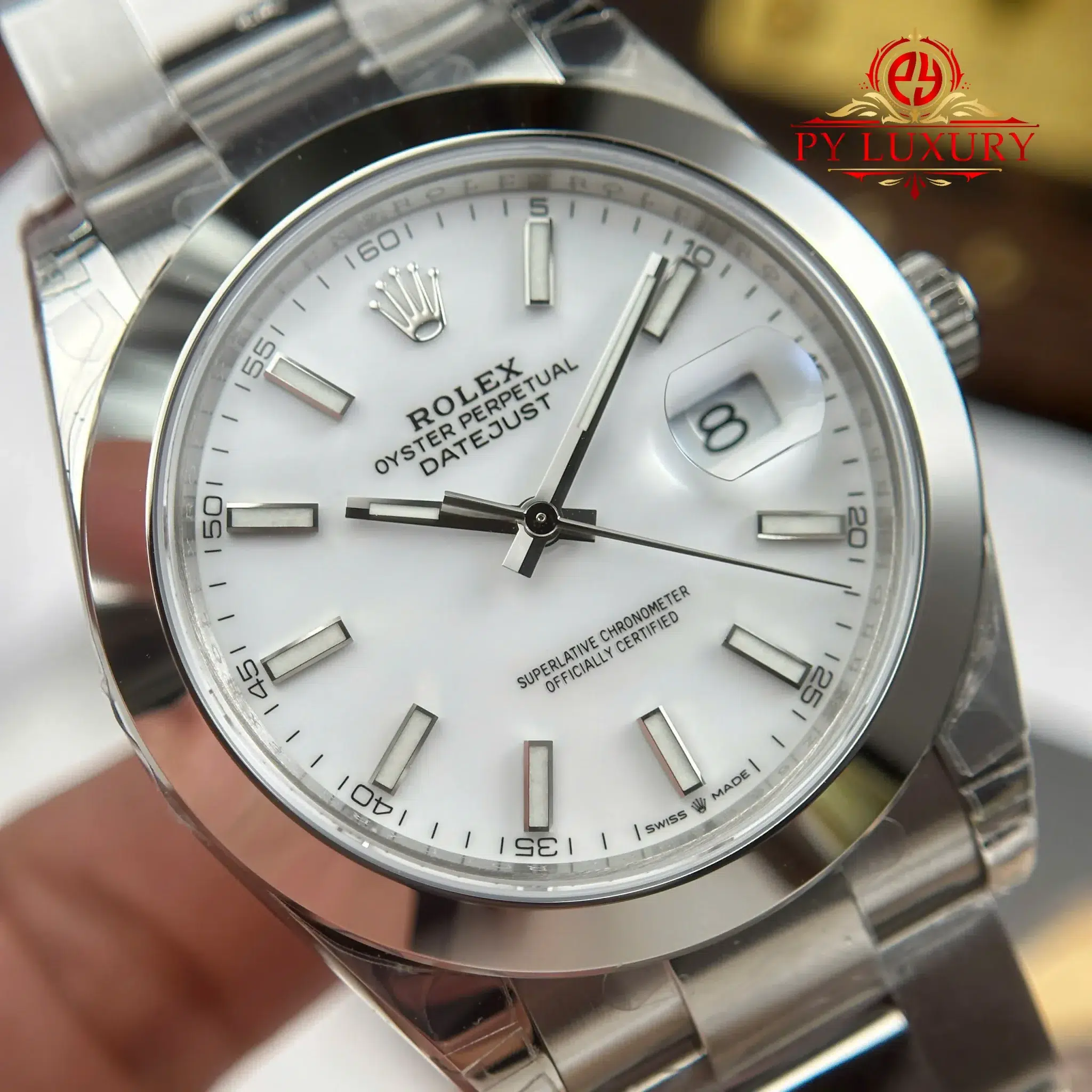 Rolex Datejust 126300 White Luminous Dial Smooth Bezel Oyster Bracelet - 10