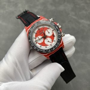 Rolex Daytona DiW x Kakha Kaladze Red & White Dial Quartz Fiber Nylon Strap Best Replica