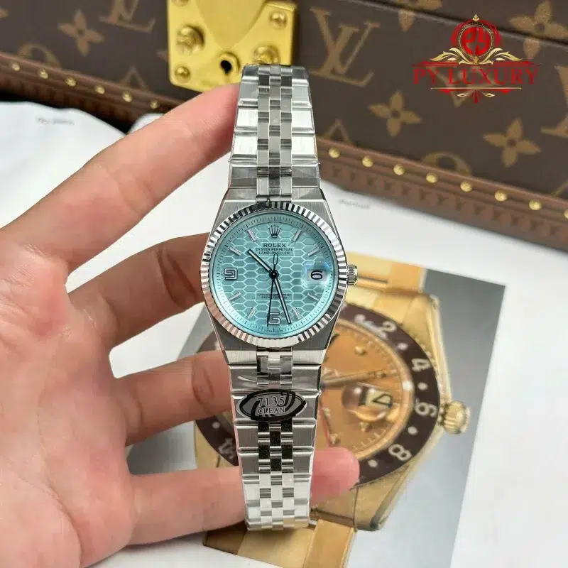 Rolex Land-Dweller 127236 Ice-blue Honeycomb-Motif Dial Jubilee Bracelet Replica