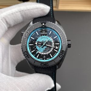 Omega Seamaster Planet Ocean 600M GMT Worldtimer Black & Blue Dial Best Replica