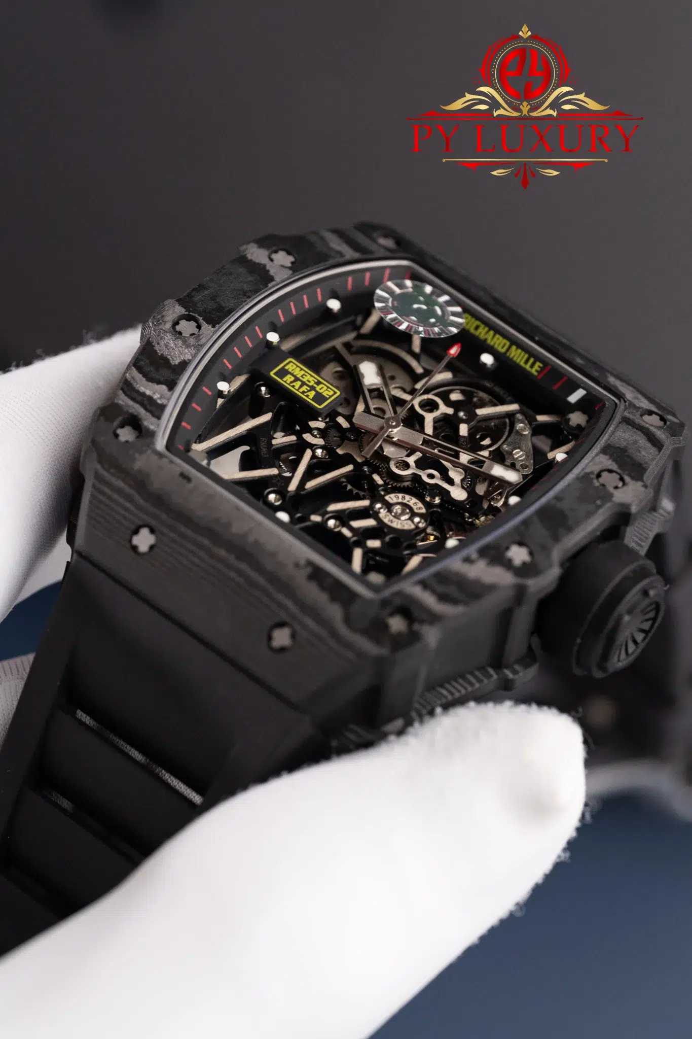 Richard Mille RM35-02 Rafael Nadal Black Carbon TPT Black Rubber Band Super Clone - 11