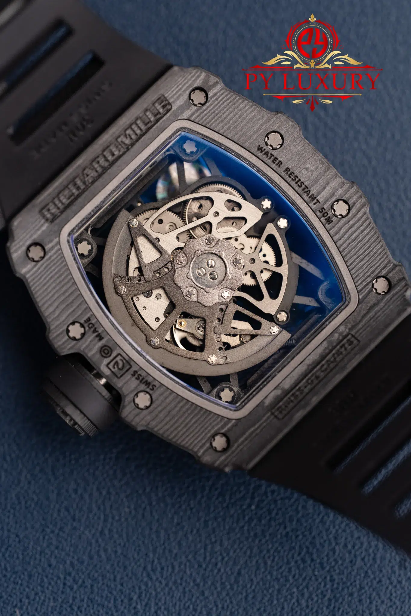 Richard Mille RM35-02 Rafael Nadal Black Carbon TPT Black Rubber Band Super Clone - 2